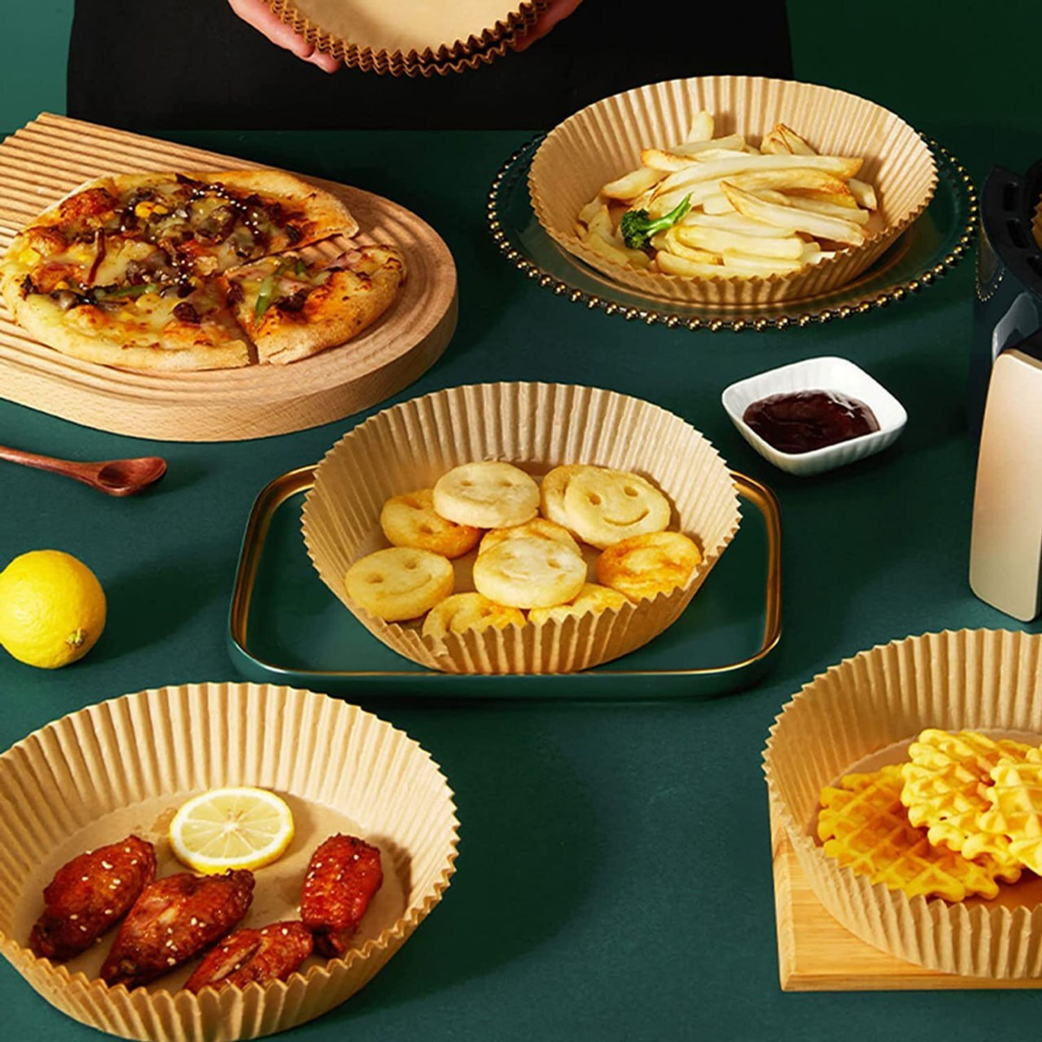 Image of TRODANCE 100pc Air Fryer Disposable Paper Liner, Non-Stick Paper, Oil-Proof & Water-Proof Airfryer Tray