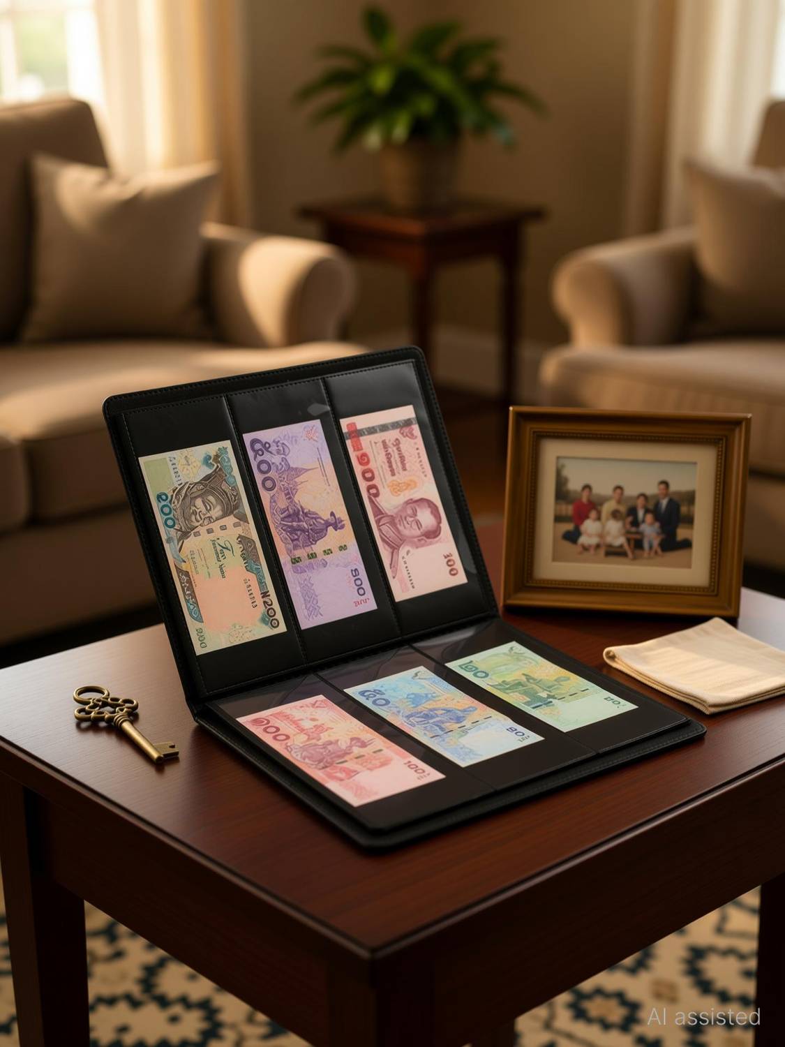10cr Leather Currency Storage 90 Pocket Album
