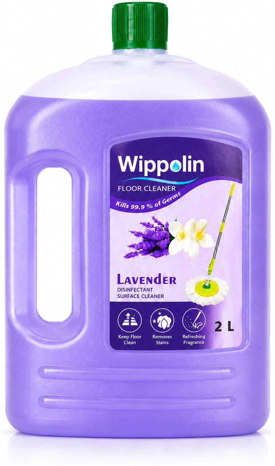Image of Wippolin Lavender Floor Cleaner 2L | Disinfectant Surface Cleaner | Kills 99.9% Germs