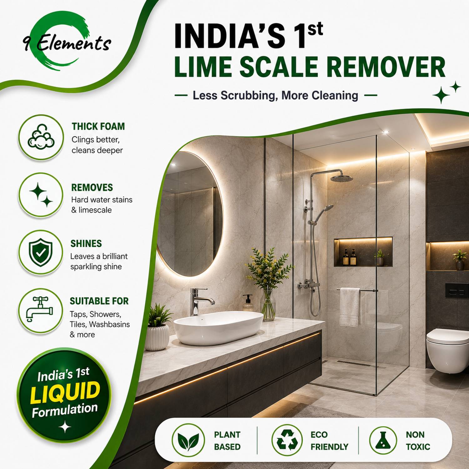 9 ELEMENTS Foaming Limescale Remover 500ml - Image 3