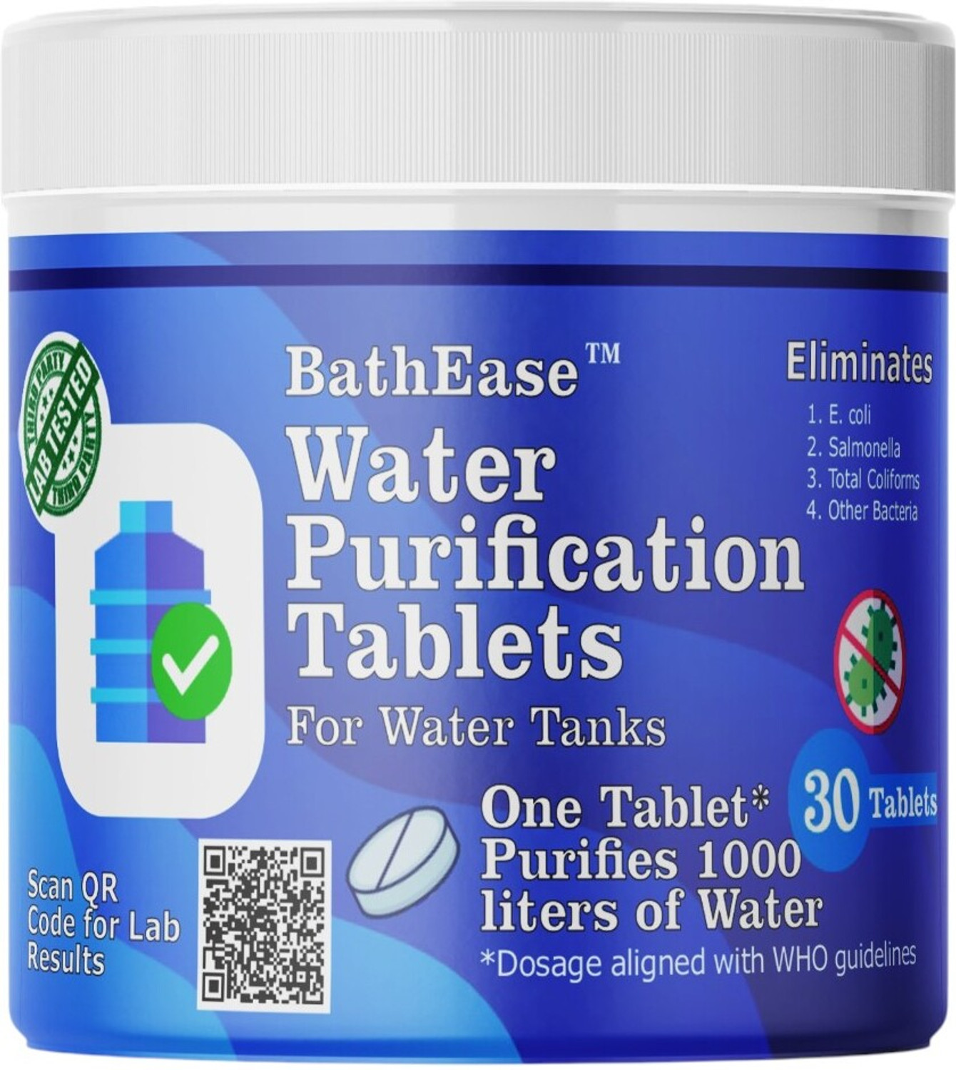 Image of BathEase Chlorine Water Purification Tablets for Overhead & Underground Tanks
