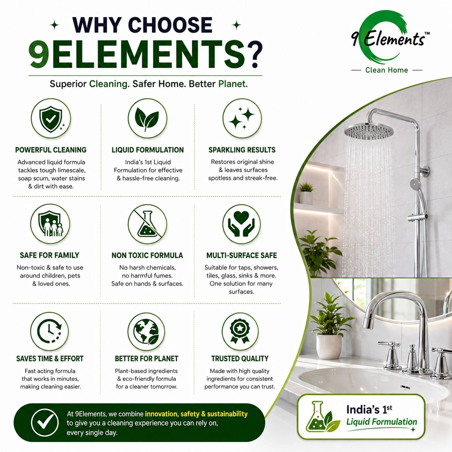 9 ELEMENTS Foaming Limescale Remover 500ml - Image 5