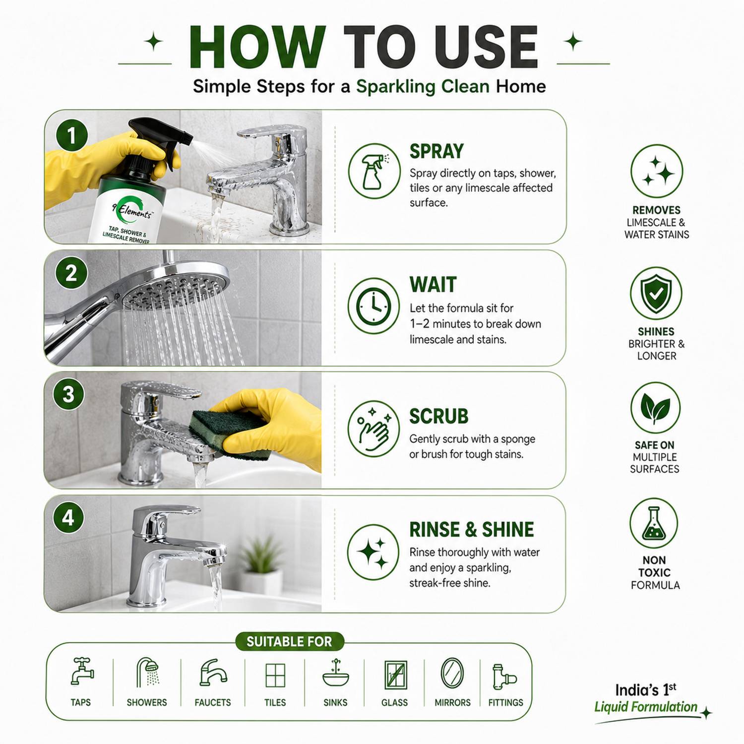 9 ELEMENTS Foaming Limescale Remover 500ml - Image 4