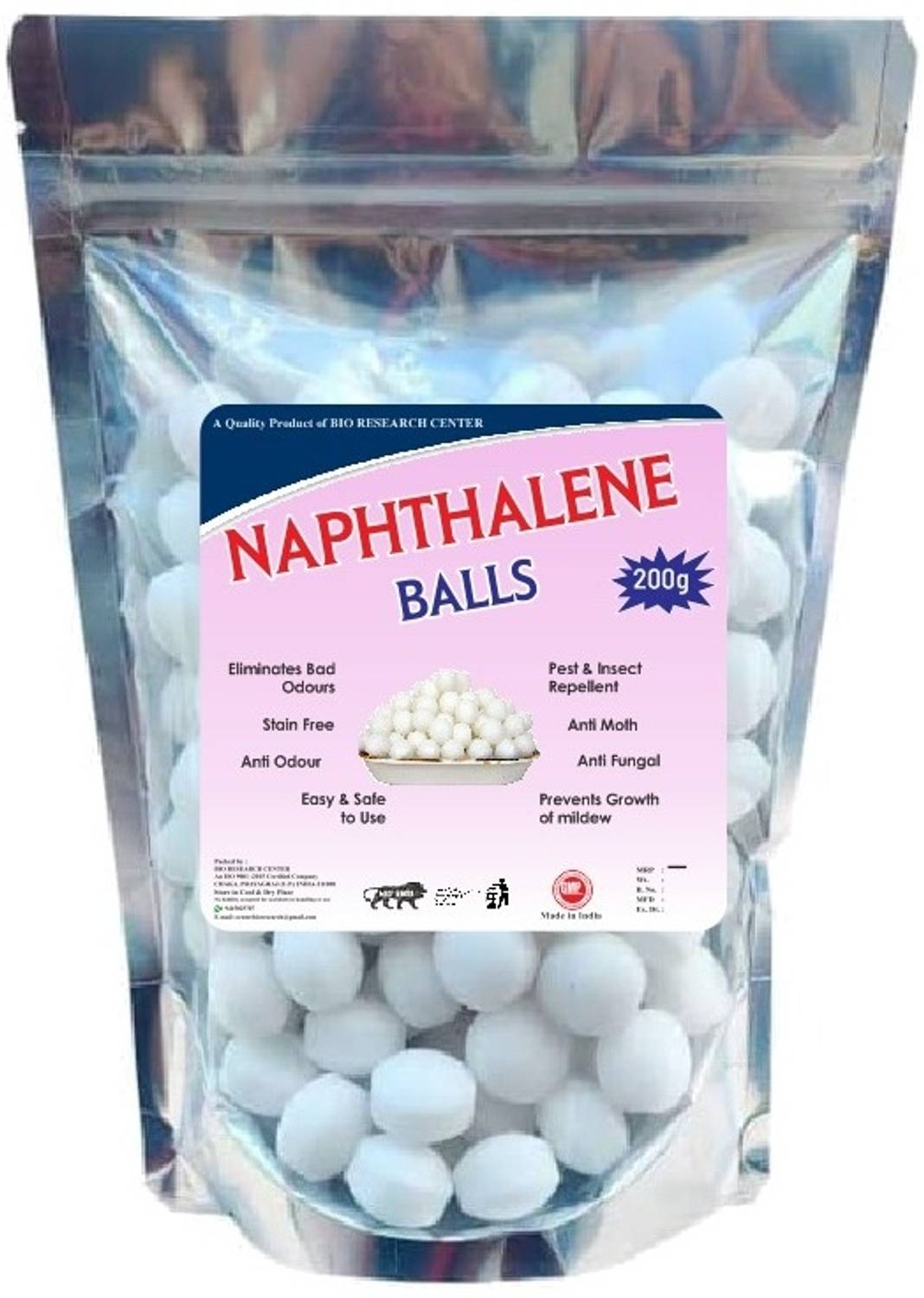 Bio Research Center Naphthalene Balls for Clothes | Bathroom | Wardrobe | Pantry |