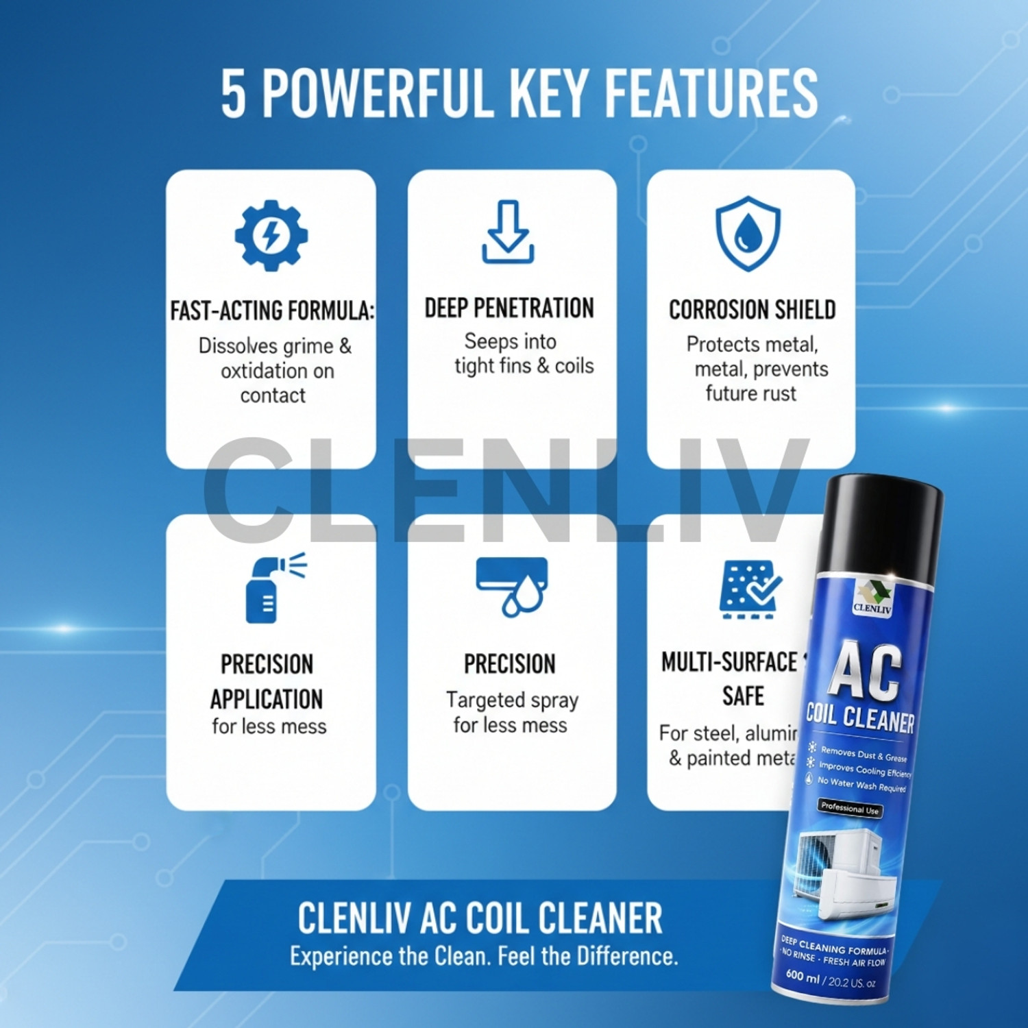 Image of Clenliv Ac Foam Cleaner Spray |Pack of 2|for Split & Window Coil Cleaning.