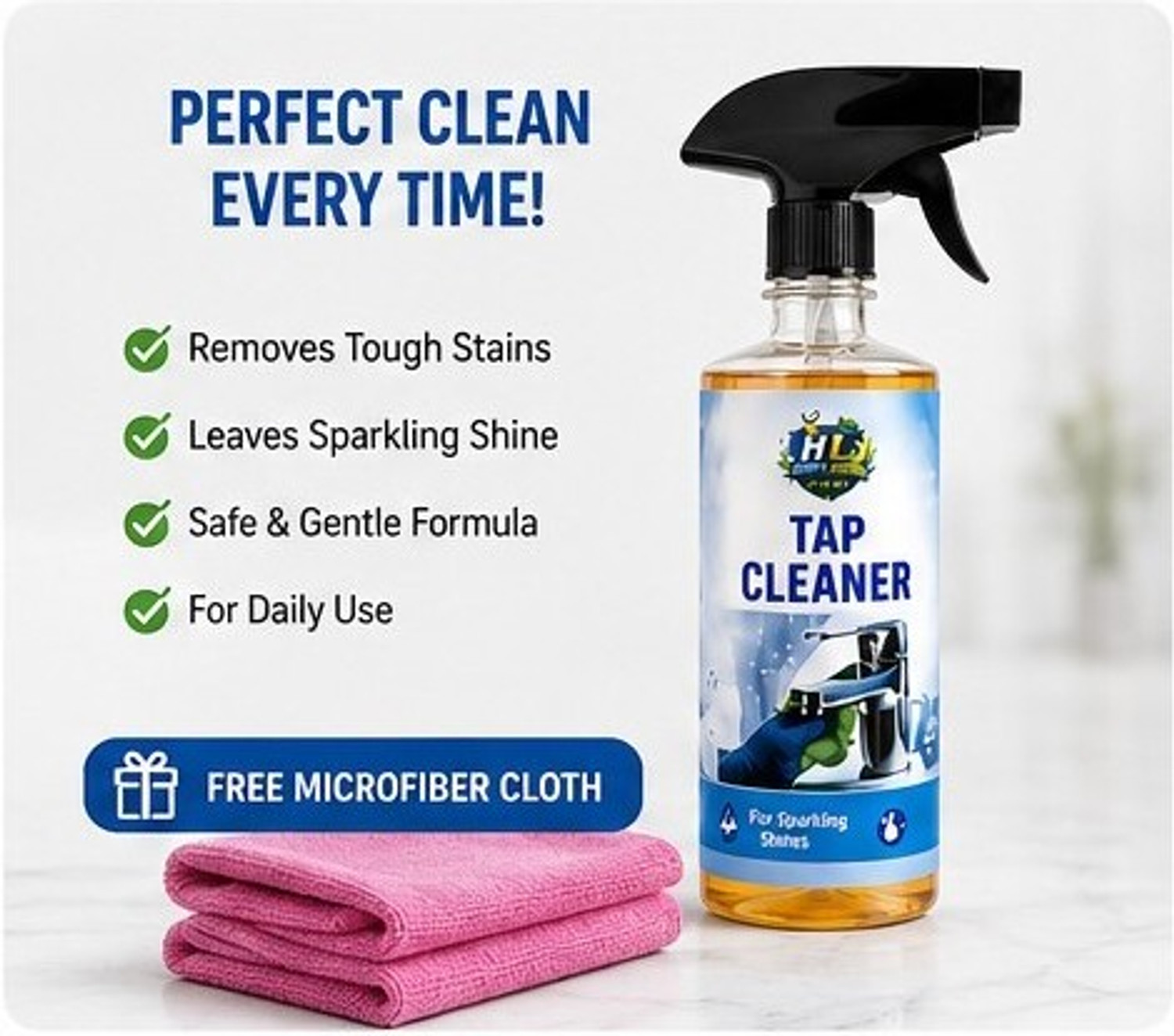 Image of HAPPY LIQUID Tap & Shower Cleaner| Rust & Salt Stain Remover Stain Remover Tap Cleaner Spray