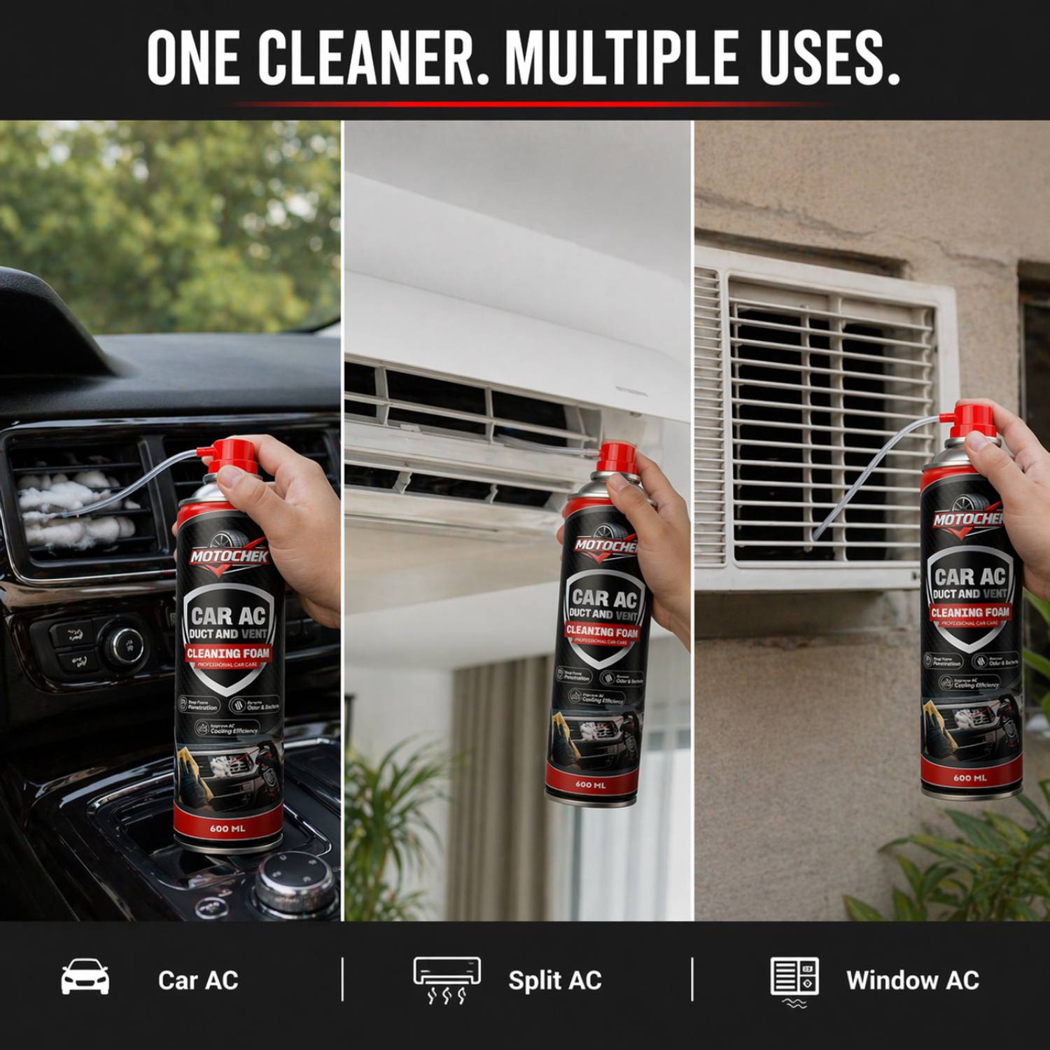 Motochek Car AC Vent & Duct Cleaner Foam Spray - Image 5