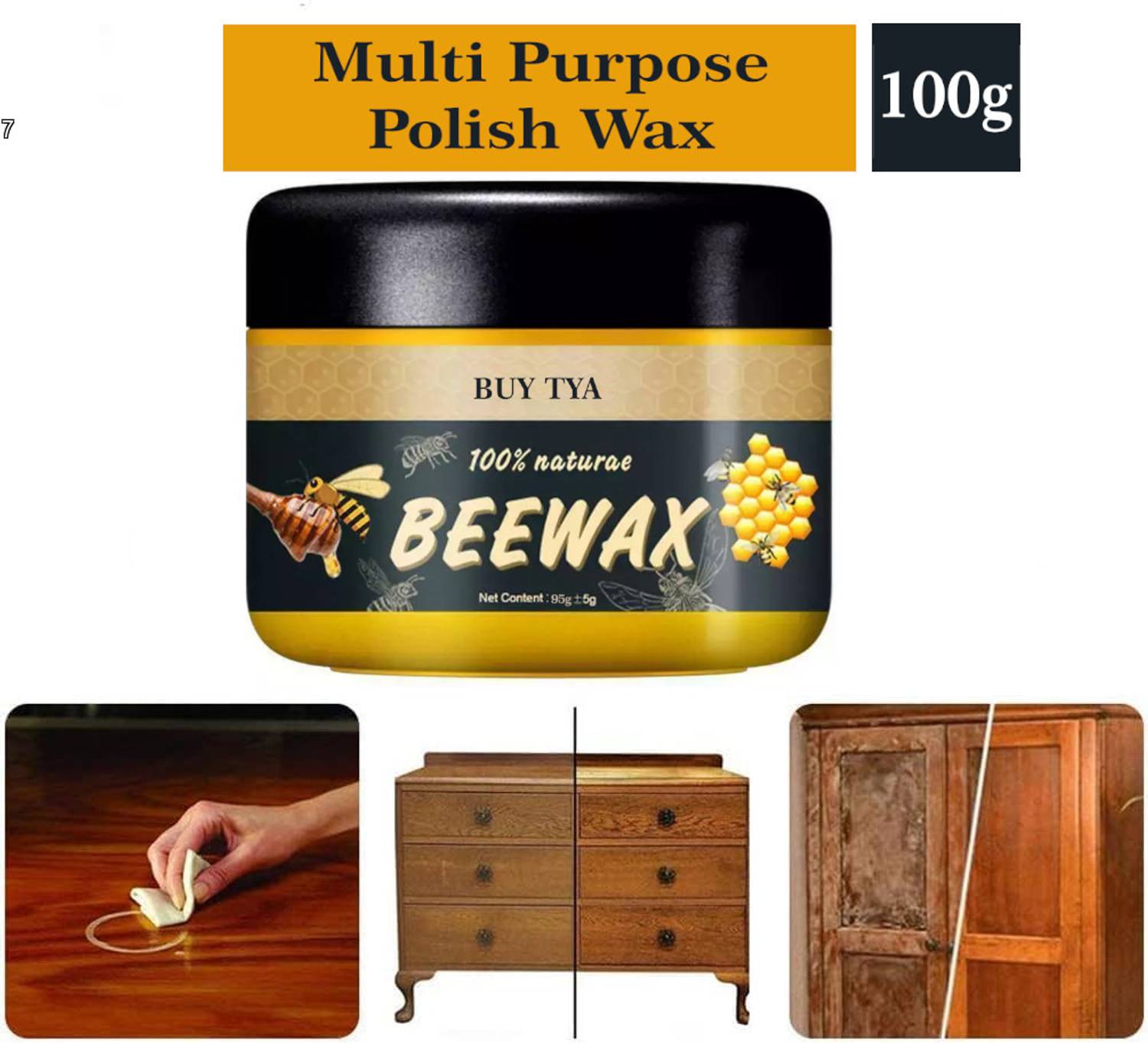 Buy TYA Furniture Beeswax Polish 100g for Scratch-Free Wood Shine
