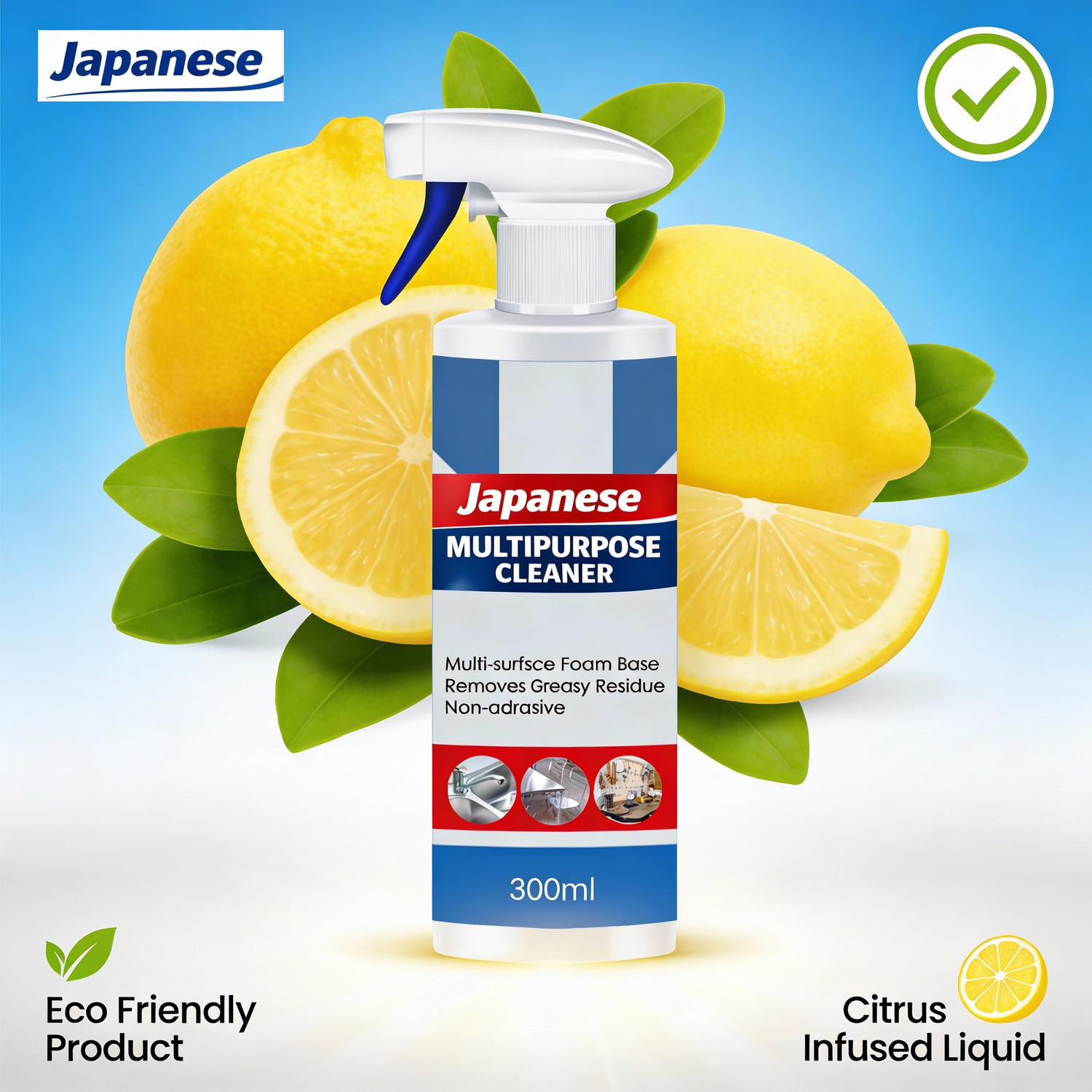 Image of M.Kaasa Japanese Multipurpuse Cleaner for Tiles, Sink, Bathroom, Floors & Hard Surfaces