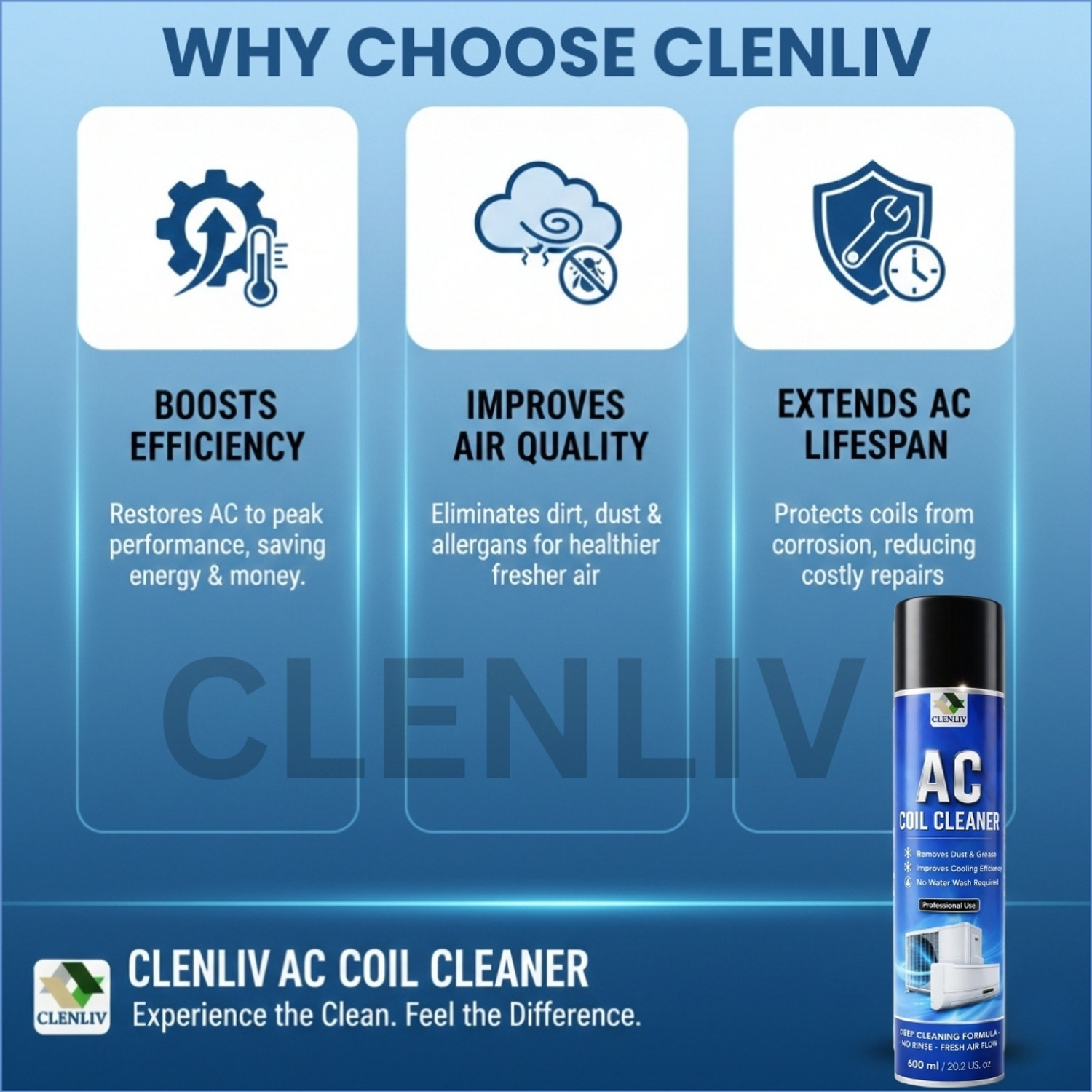 Image of Clenliv Ac Foam Cleaner Spray |Pack of 2|for Split & Window Coil Cleaning.