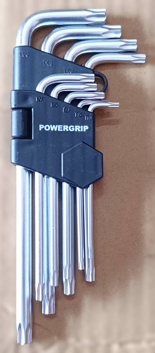 PGTX Powergrip Torx Key Long Set with hole T-10 to T-50 Tamper