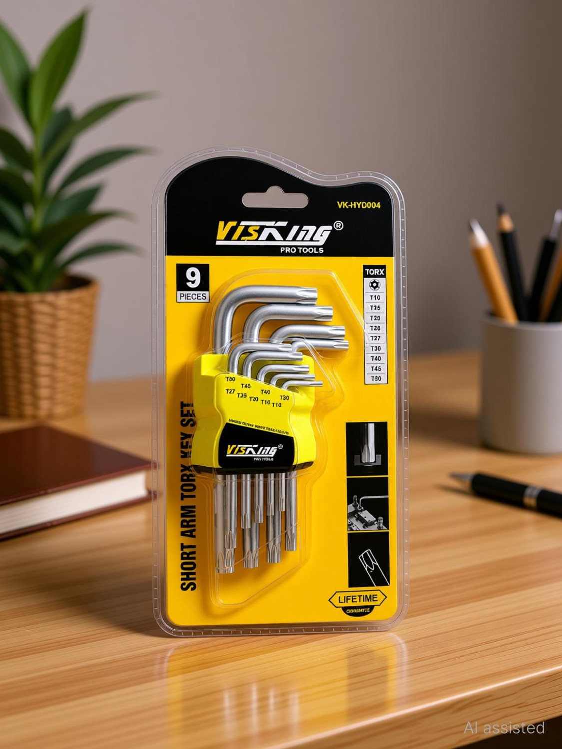 Image of Inditrust ART:28504 9Pcs L Type Allen Key Set - Dual-End Hex & Torx Star Wrench Allen Key Set