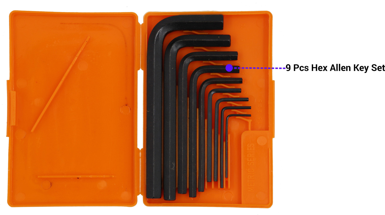 Image of Hillgrove 9 Pieces Full Hex Allen Key Kit Bolt Spanner Goti Wrench L Shape Repair Tool Set for Bike /Bicycle /Cycle /Guitar Allen Key Set