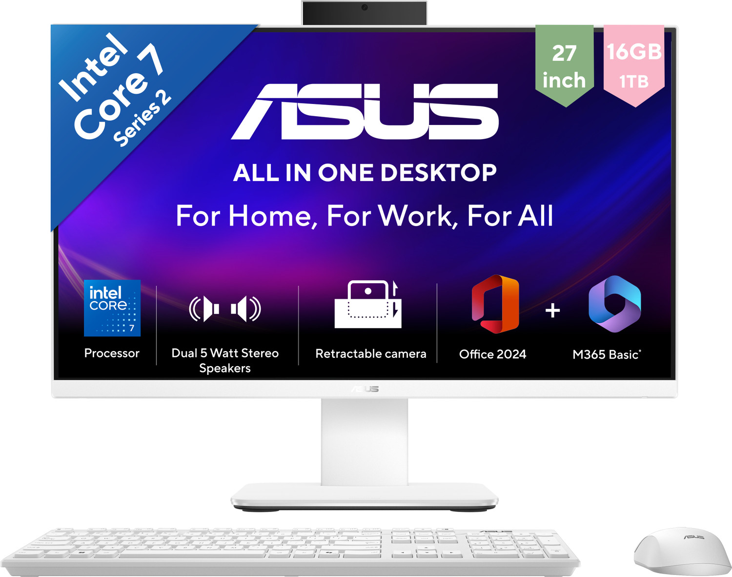 Image of ASUS AiO V400 Series,(2026) with Office 2024 + M365 Basic* , (i7 14th Gen) Core 7 (16 GB DDR5 /1 TB SSD /Windows 11 Home /27 Inch Screen /V470VA-KWC7001WS)
