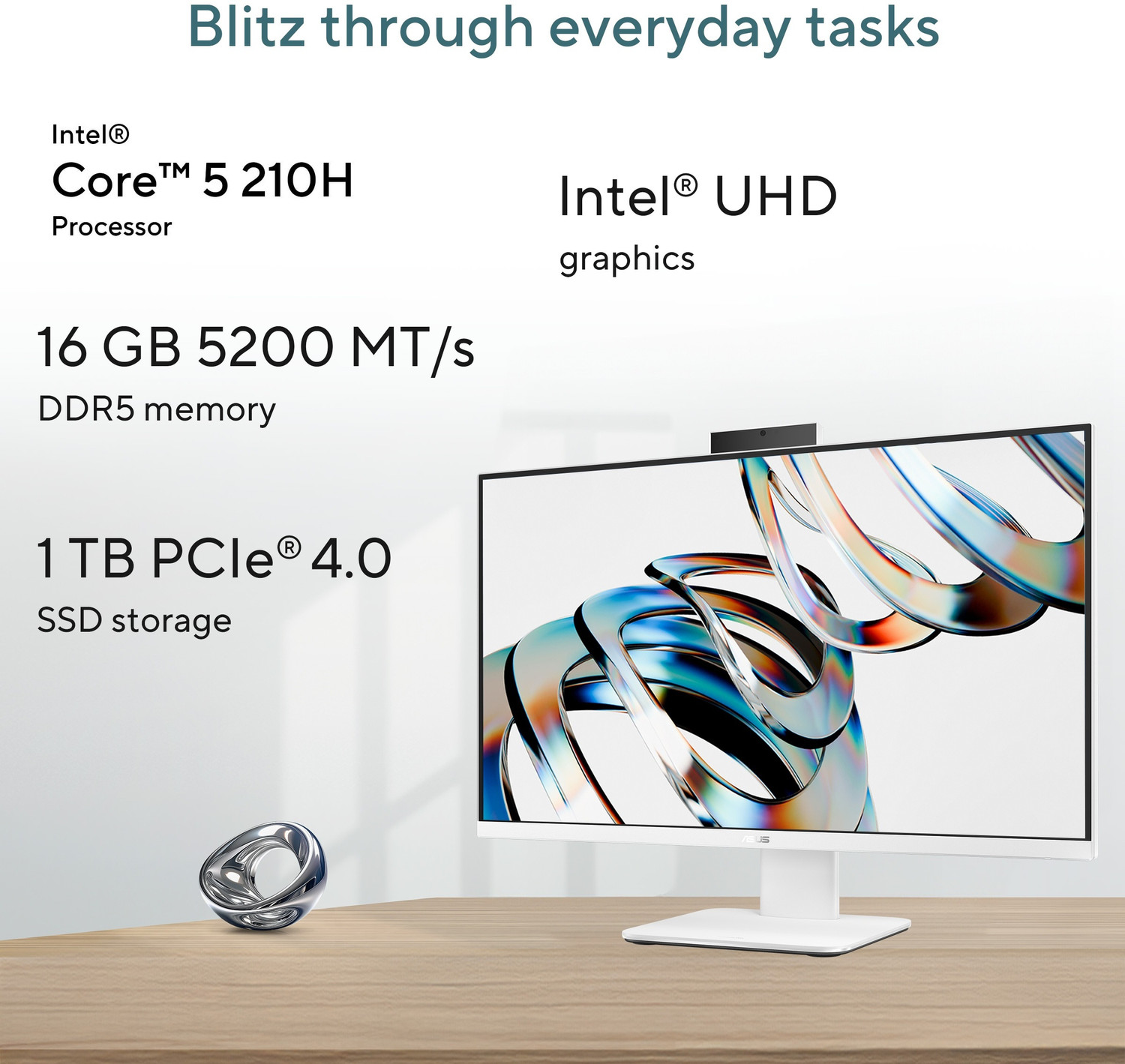 Image of ASUS AiO V400 Series,(2026) with Office 2024 + M365 Basic*, (i5 14th Gen) Core 5 (16 GB DDR5 /1 TB SSD /Windows 11 Home /27 Inch Screen /V470VA-KWC5004WS)