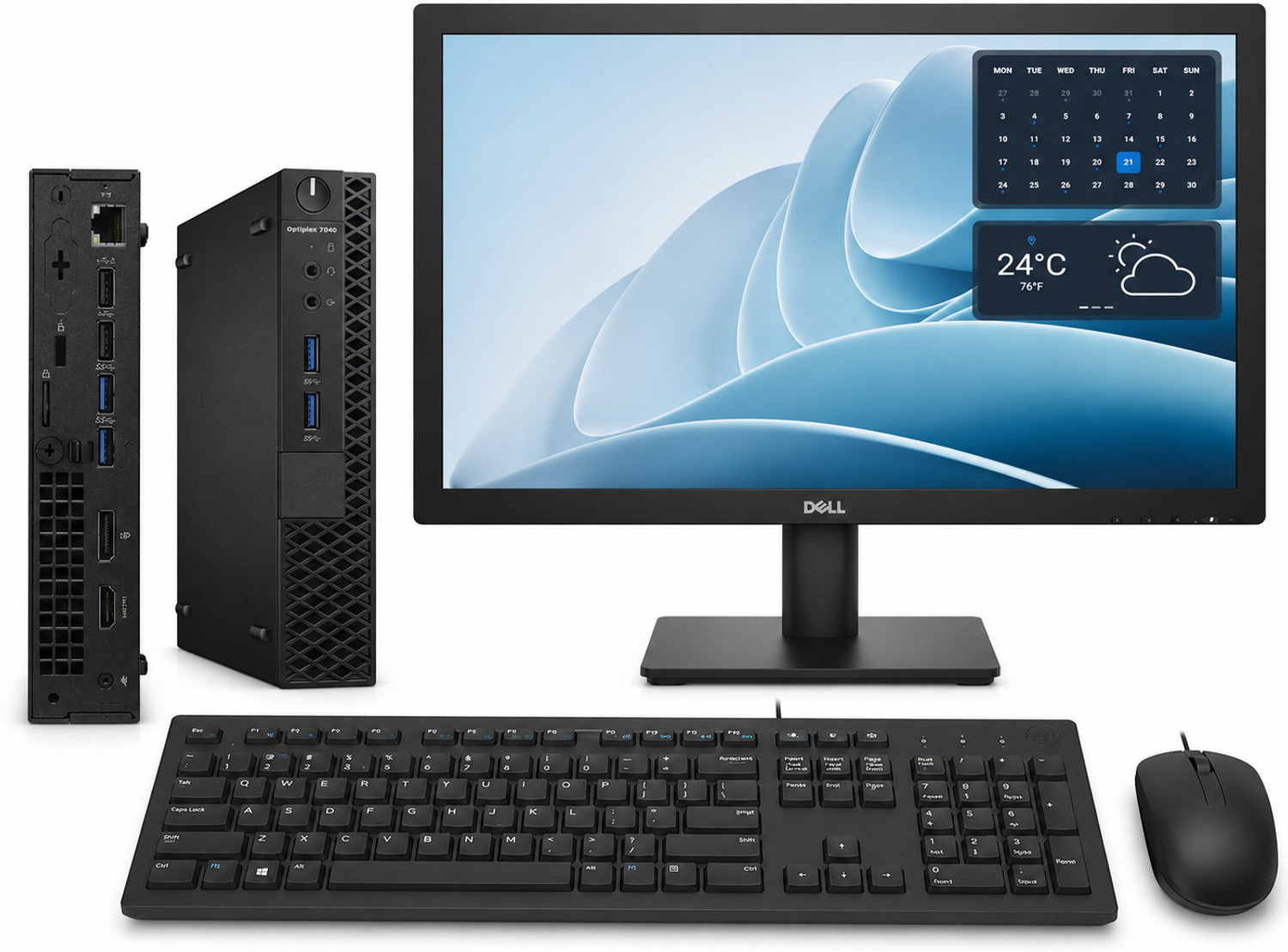 Image of DELL 6th genrations intel Core i5 (6th Gen) (8 GB DDR4 /256 GB SSD /Windows 11 Home /20 Inch Screen /Pro 20 Monitor-E2026H intel core i5-6th generations mini pc) with MS Office