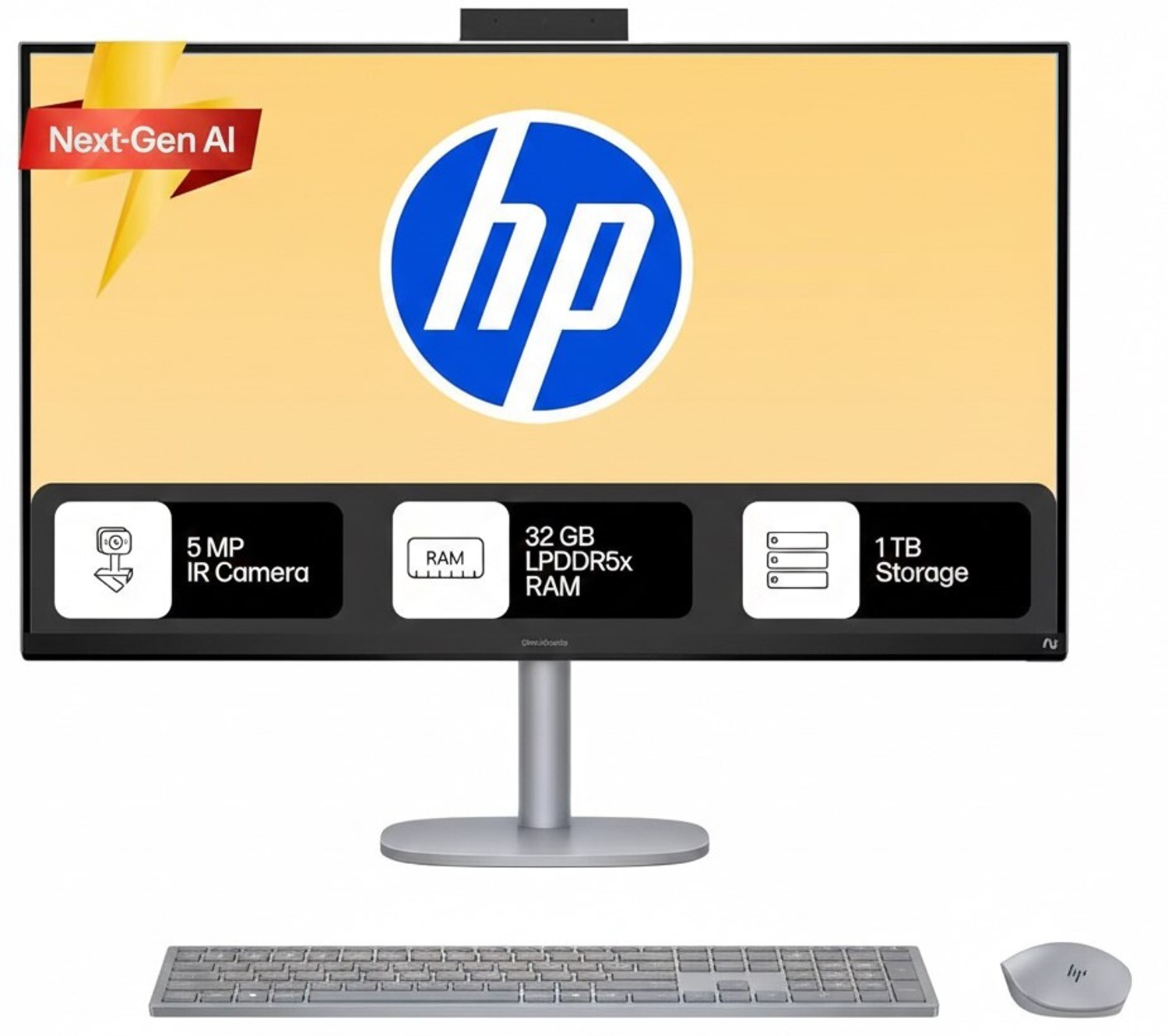 Image of HP OmniStudio X Core ultra 7 (32 GB LPDDR5X /1 TB SSD /Windows 11 Home /31.5 Inch Screen /All-in-One 32-c1574) with MS Office
