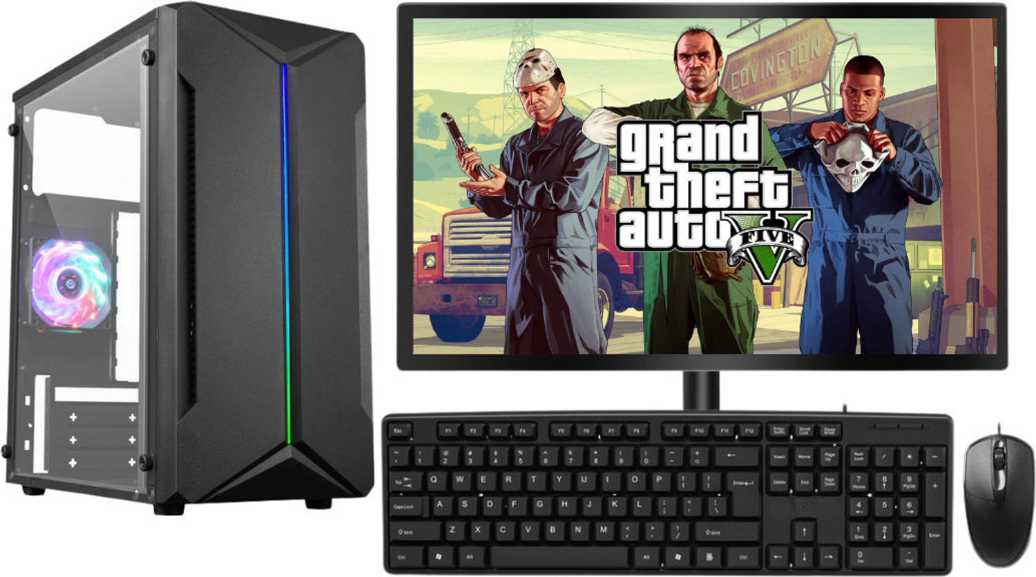Image of LOESIS Pc Setup Gaming Core i5 (8 GB DDR3 /256 GB SSD /Windows 10 Pro /19 Inch Screen /Computer Set) with MS Office