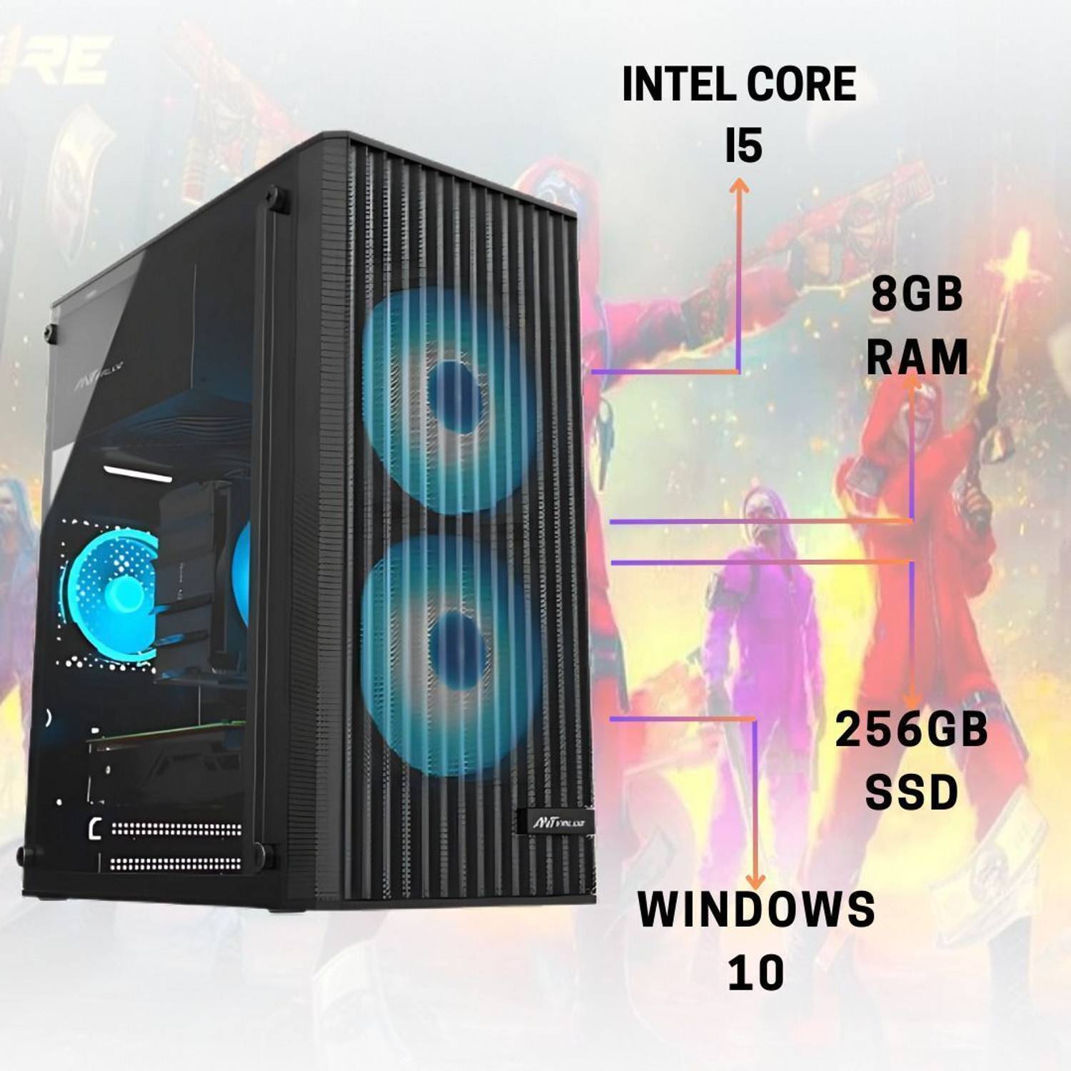 LOESIS Pc Setup Gaming Core i3 (8 GB DDR3/128 GB SSD/Windows 10