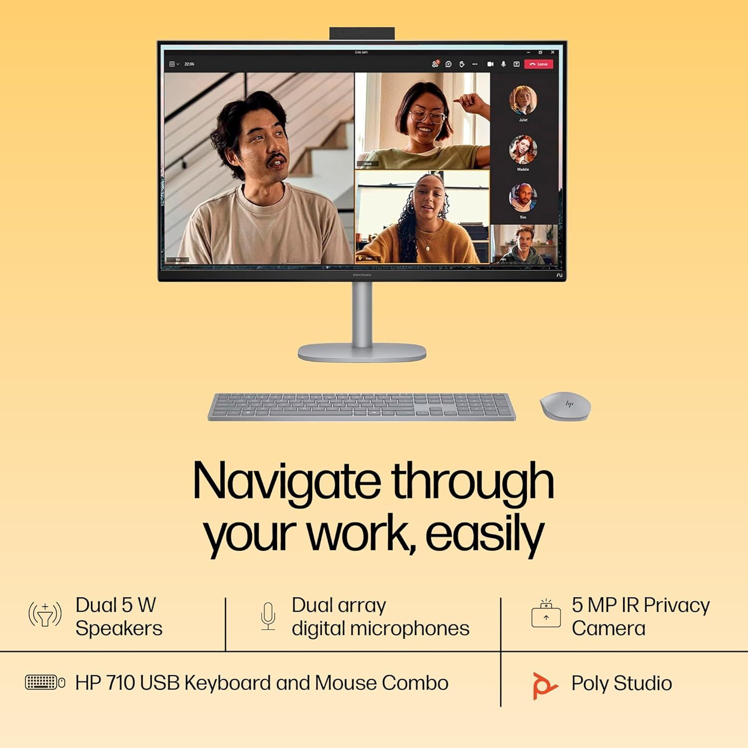 Image of HP OmniStudio X Core ultra 7 (32 GB LPDDR5X /1 TB SSD /Windows 11 Home /31.5 Inch Screen /All-in-One 32-c1574) with MS Office