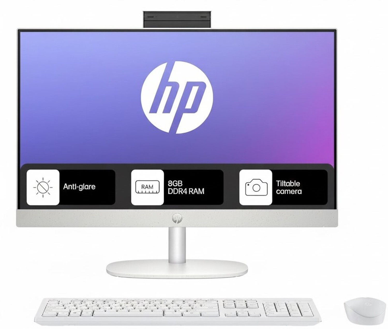 Image of HP All-in-One 24 Core i5 (8 GB DDR4 /512 GB SSD /Windows 11 Home /23.8 Inch Screen /All-in-One 24-cr0477) with MS Office