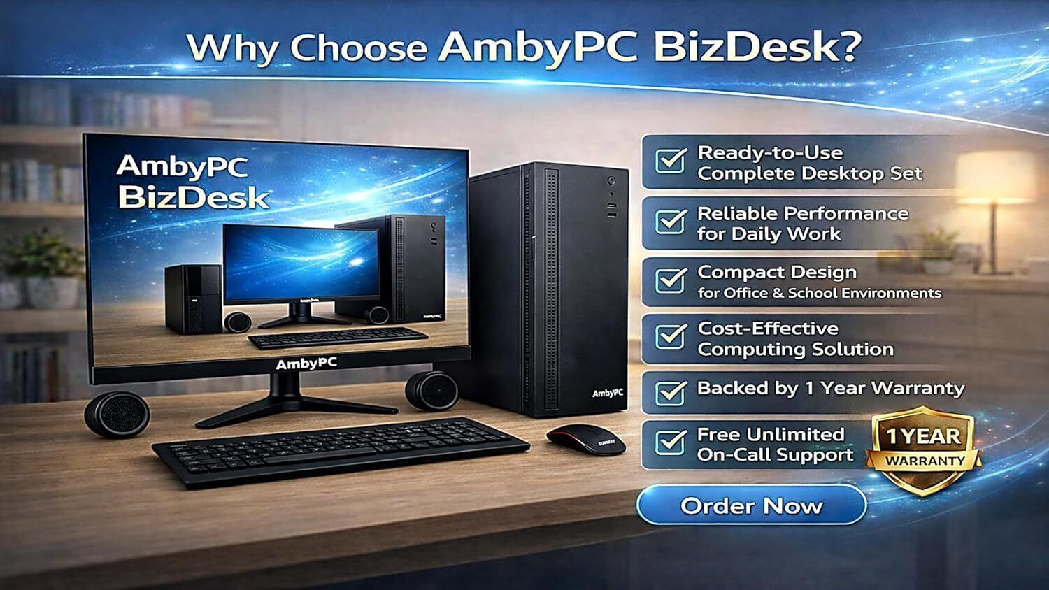 Image of AMBYPC BizDesk 5i30-FS19 Desktop Full Set Core i5 (4 GB DDR3 /500 GB /Windows 10 Pro /19 Inch Screen /64GB Flash SSD)