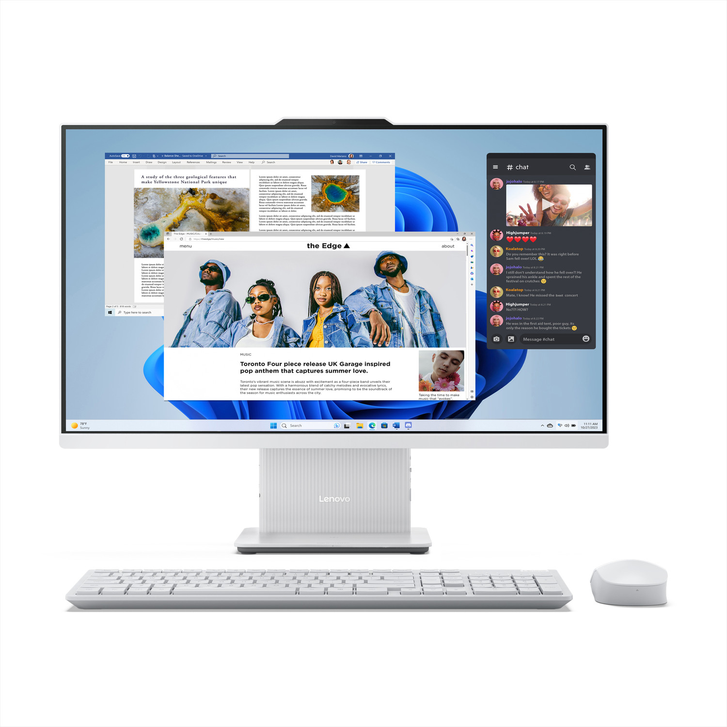 Image of Lenovo IdeaCentre AIO Core i3 (8 GB LPDDR5 /512 GB SSD /Windows 11 Home /27 Inch Screen /IdeaCentre) with MS Office