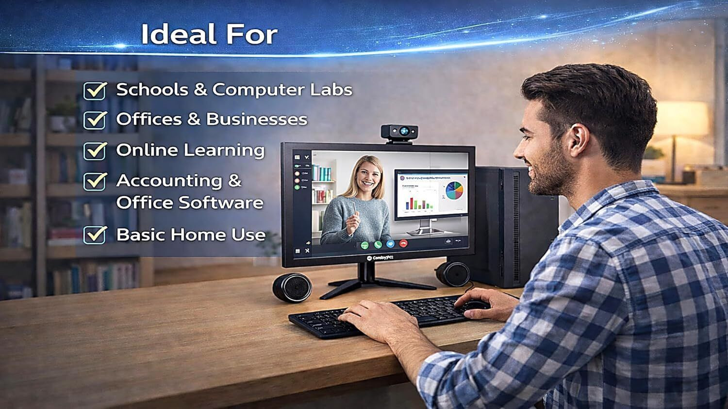 Image of AMBYPC BizDesk 5i30-FS19 Desktop Full Set Core i5 (4 GB DDR3 /500 GB /Windows 10 Pro /19 Inch Screen /64GB Flash SSD)