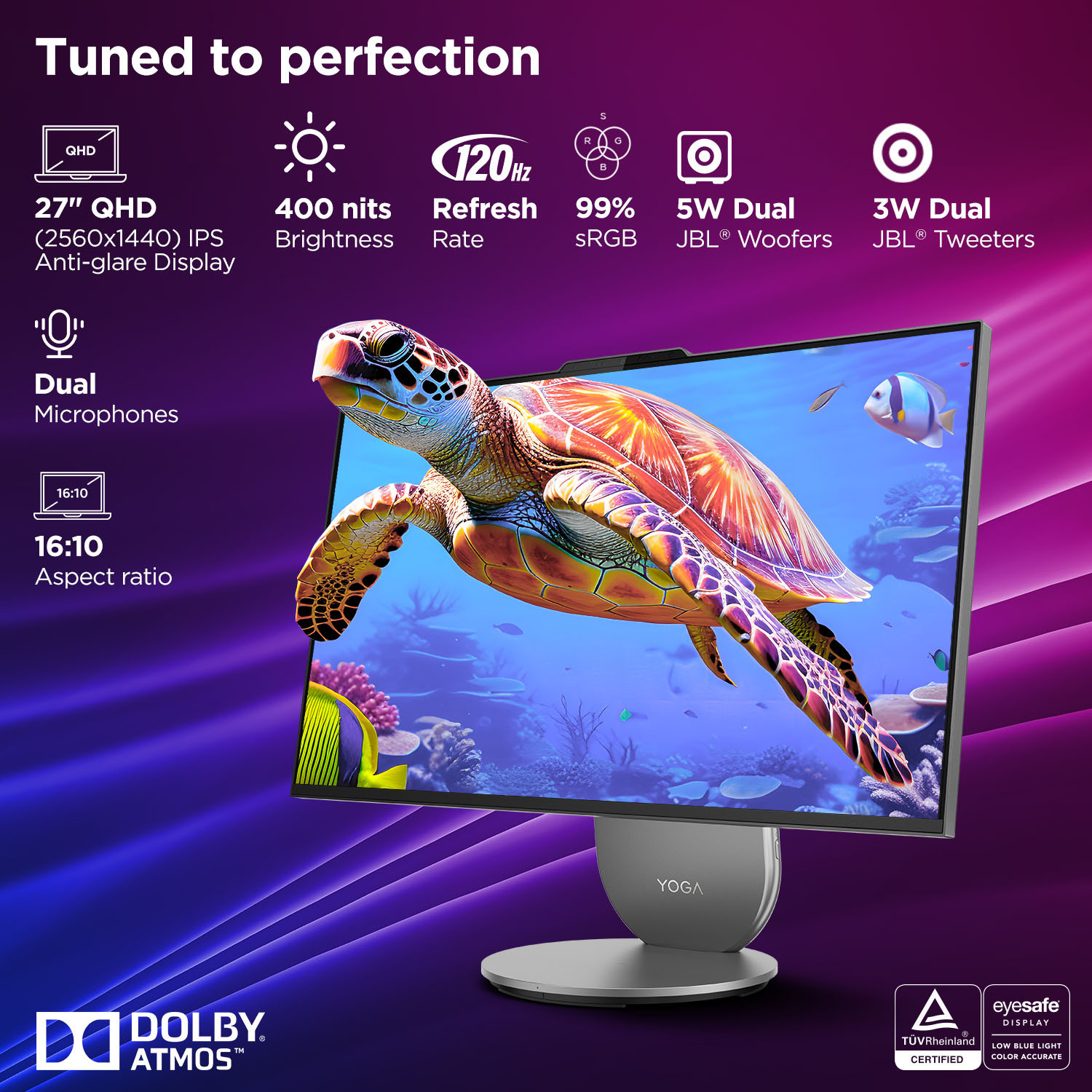 Image of Lenovo Yoga AIO QHD IPS Core i5 (16 GB LPDDR5X /1 GB SSD /Windows 11 Home /27 Inch Screen /Yoga AIO) with MS Office