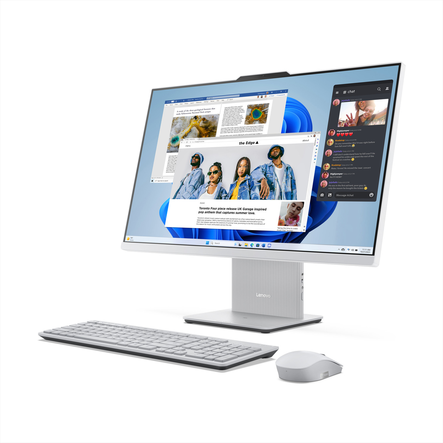 Image of Lenovo IdeaCentre AIO Core i3 (8 GB LPDDR5 /512 GB SSD /Windows 11 Home /27 Inch Screen /IdeaCentre) with MS Office