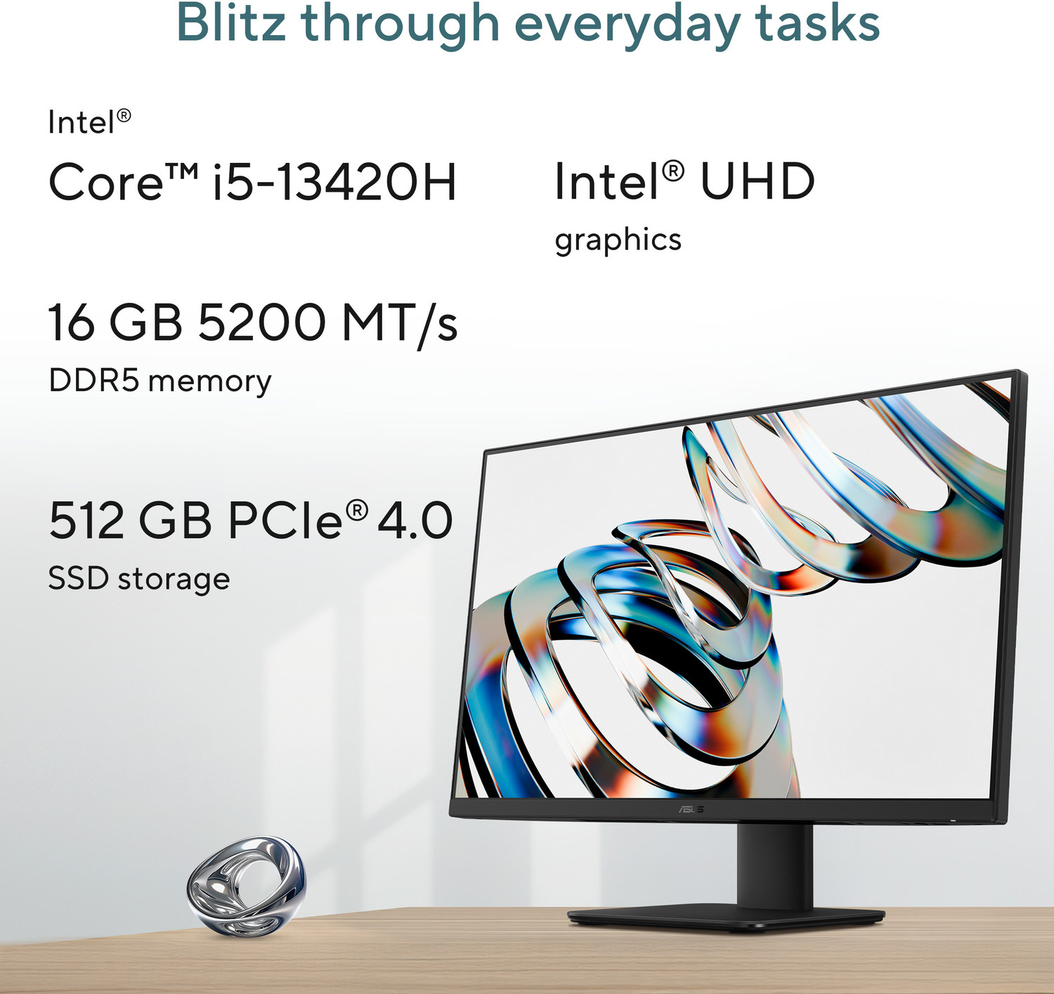 Image of ASUS V400 AiO Series V440VA-KBPC043WS, All in One Desktop, 13th Gen Core i5 (16 GB DDR5 /512 GB SSD /Windows 11 Home /23.8 Inch Screen /V440VA-KBPC043WS) with MS Office
