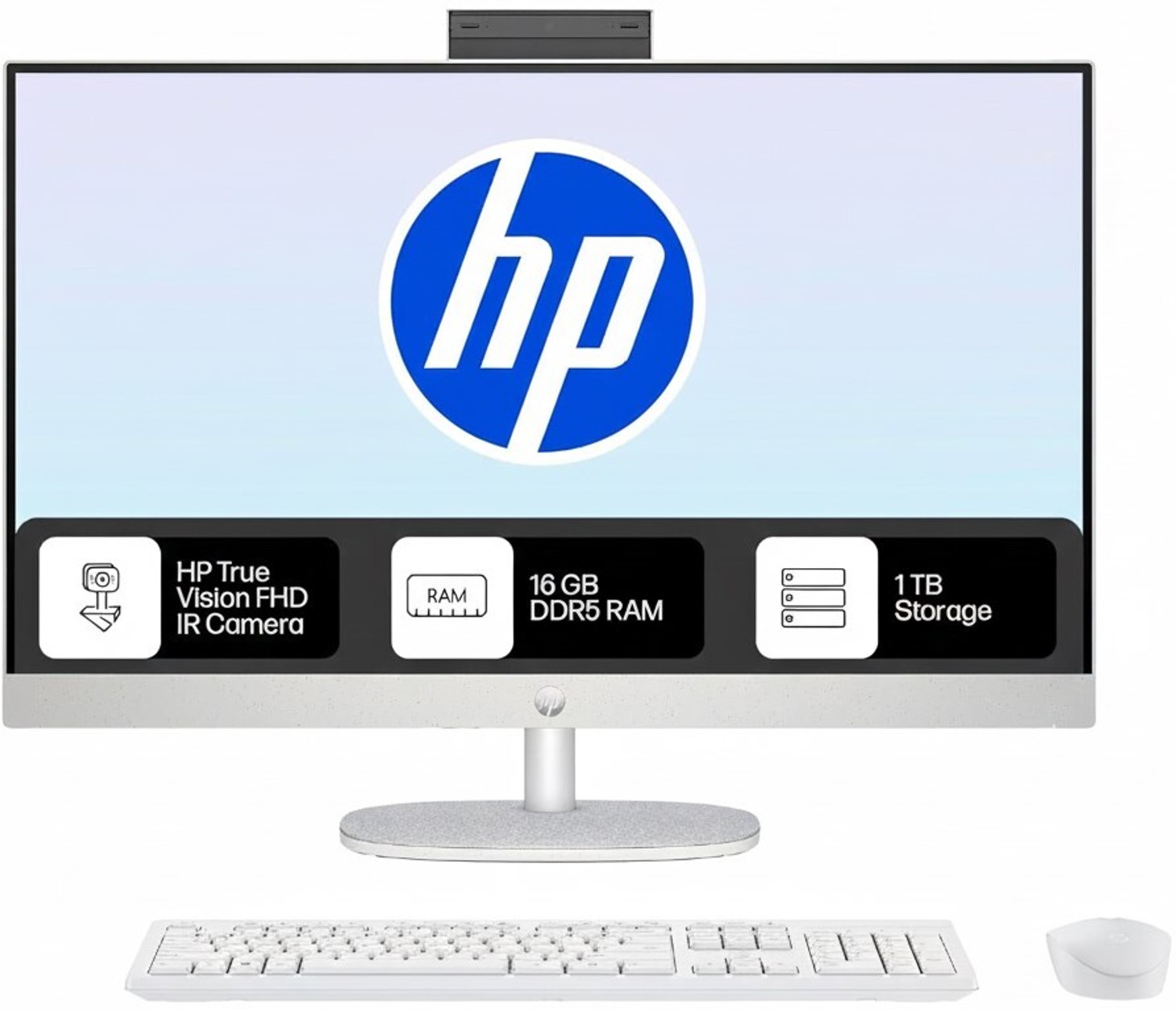 Image of HP All-in-One 27 Core Ultra 5 (16 GB DDR5 /1 TB SSD /Windows 11 Home /27 Inch Screen /All-in-One 27-cr1027) with MS Office