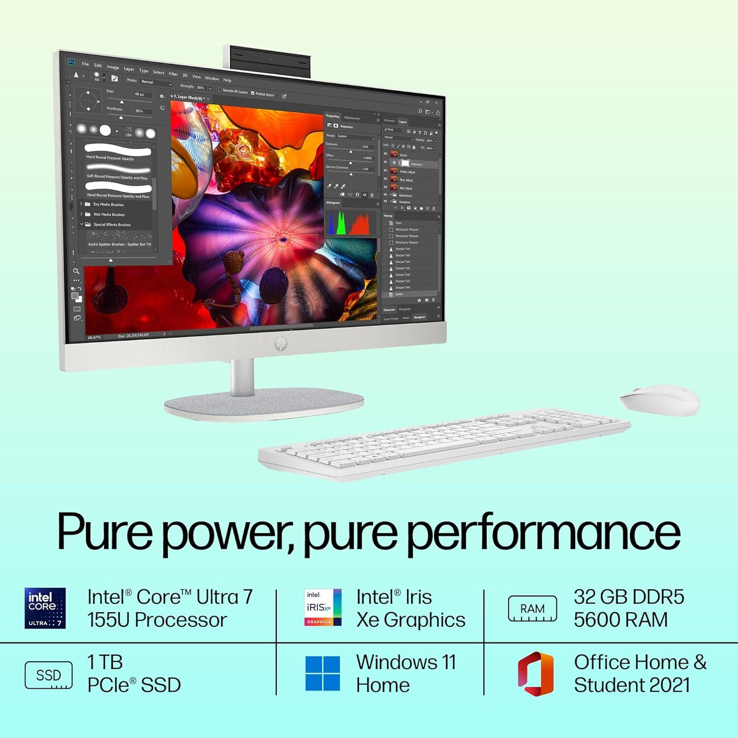 Image of HP All-in-One 27 Core ultra 7 (32 GB DDR5 /1 TB SSD /Windows 11 Home /27 Inch Screen /All-in-One 27-cr1078) with MS Office