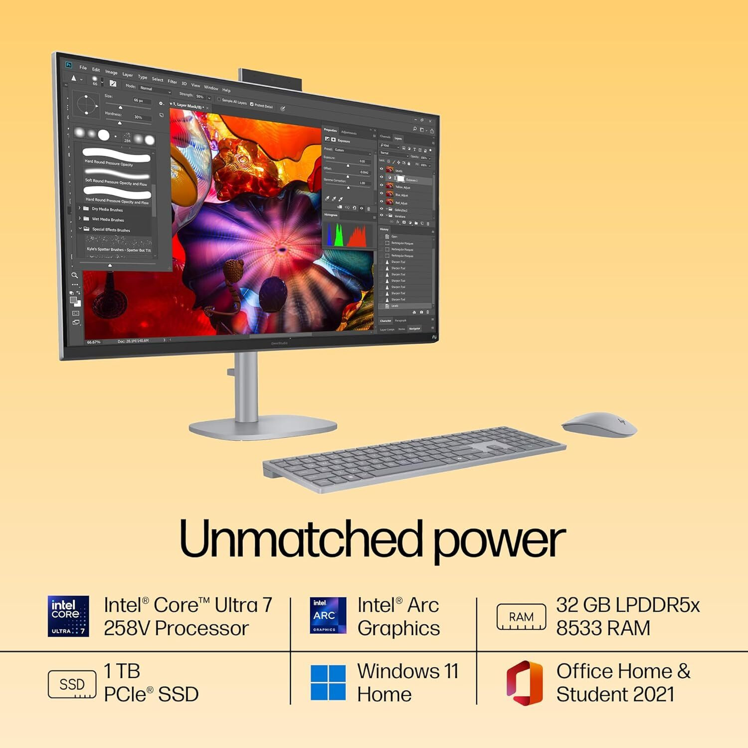 Image of HP OmniStudio X Core ultra 7 (32 GB LPDDR5X /1 TB SSD /Windows 11 Home /31.5 Inch Screen /All-in-One 32-c1574) with MS Office