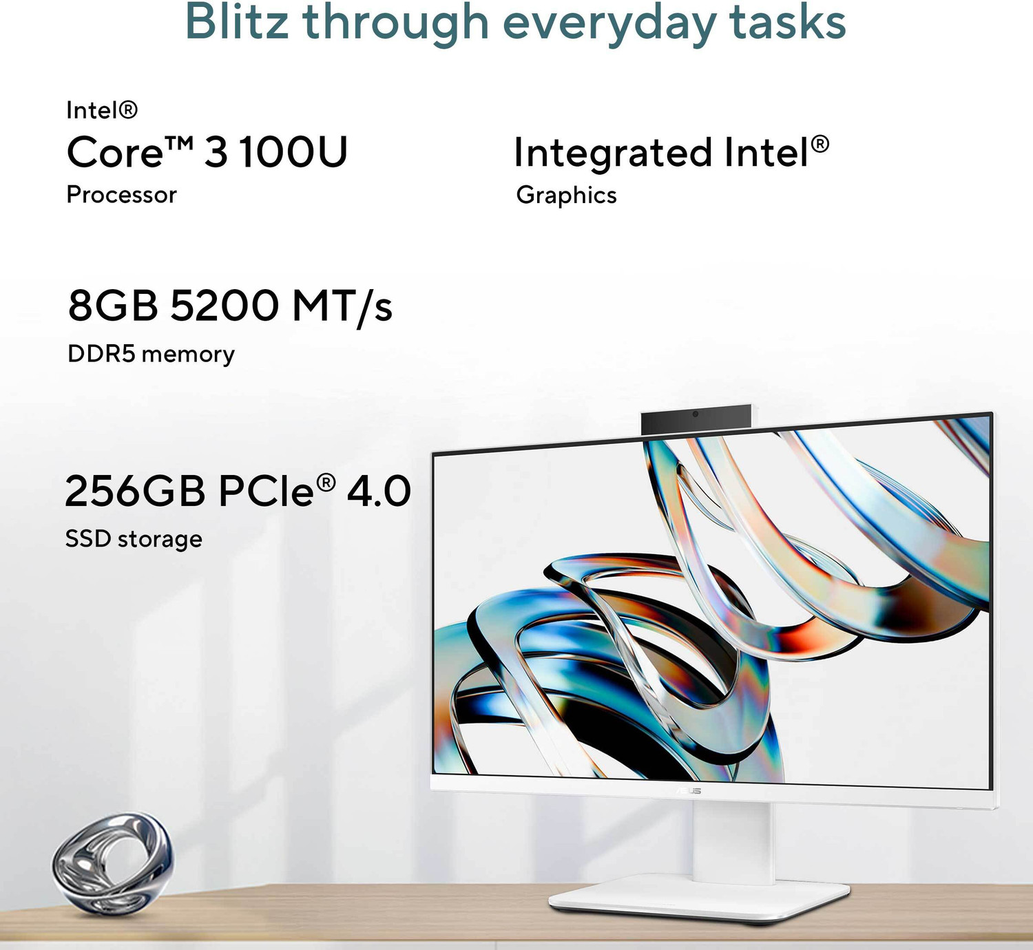 Image of ASUS AiO V400 Series,(2026) with Office 2024 + M365 Basic*, (i3 14th Gen) Core 3 (8 GB DDR5 /256 GB SSD /Windows 11 Home /23.8 Inch Screen /V440VAB-KWC3006WS) with MS Office
