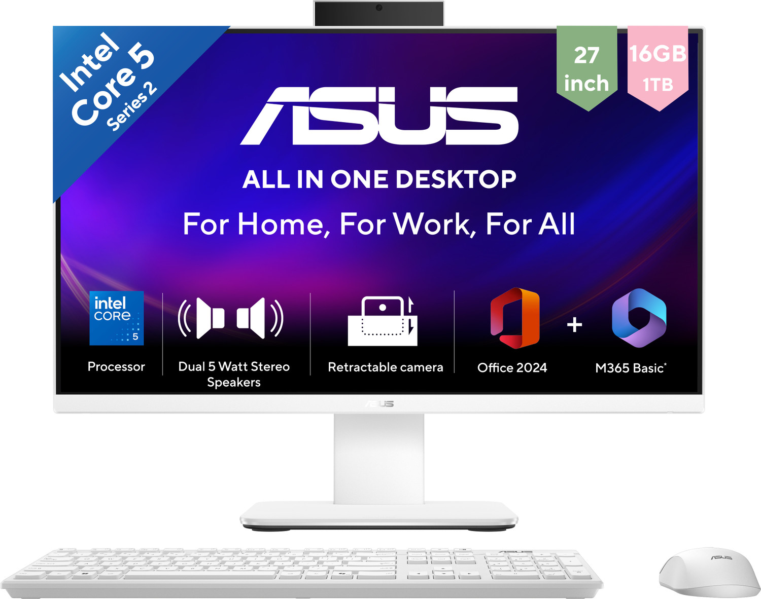 Image of ASUS AiO V400 Series,(2026) with Office 2024 + M365 Basic*, (i5 14th Gen) Core 5 (16 GB DDR5 /1 TB SSD /Windows 11 Home /27 Inch Screen /V470VA-KWC5004WS)