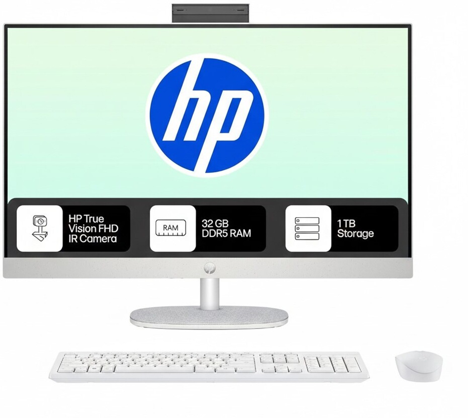 Image of HP All-in-One 27 Core ultra 7 (32 GB DDR5 /1 TB SSD /Windows 11 Home /27 Inch Screen /All-in-One 27-cr1078) with MS Office
