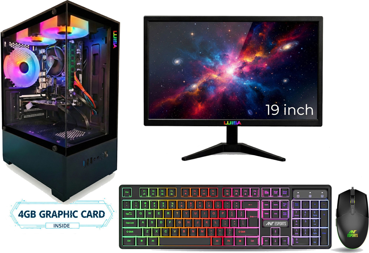 Image of LUISA GAMING Core i7 (16 GB Unified /500 GB /256 GB SSD /Windows 11 Home /4GB GRAPHIC CARD /19 Inch Screen /Icacap i7-3770-4GB GPU-16GB RAM-256GB SSD-500GB HDD-19INCH-Keybord Mouse-WIFI) with MS Office