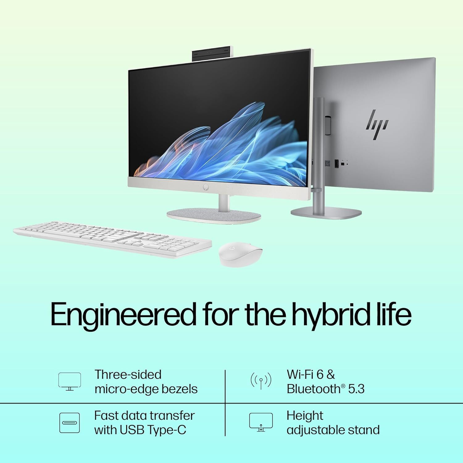 Image of HP All-in-One 27 Core ultra 7 (32 GB DDR5 /1 TB SSD /Windows 11 Home /27 Inch Screen /All-in-One 27-cr1078) with MS Office
