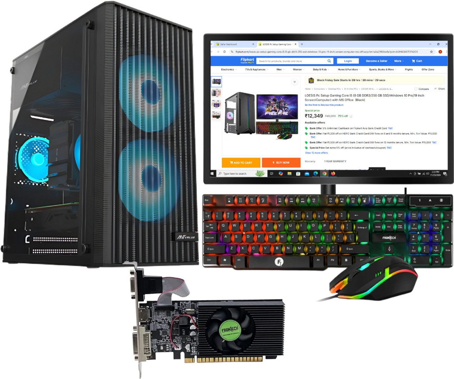 Image of LOESIS intel Core i5 (6th Gen) (16 GB DDR4 /512 GB SSD /Windows 11 Home /4 GB /19 Inch Screen /4GB Graphic card) with MS Office