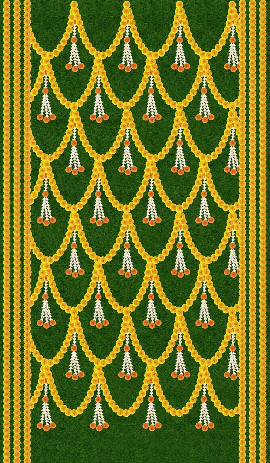 Ashvath Fashion indian traditional Hanging Flower Design Backdrop(8Feet Height & 5Feet width) Altar Cloth