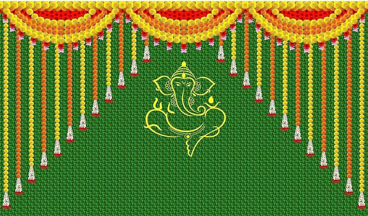 Ashvath Decorative Backdrop Cloth with Ganeshji Altar Cloth