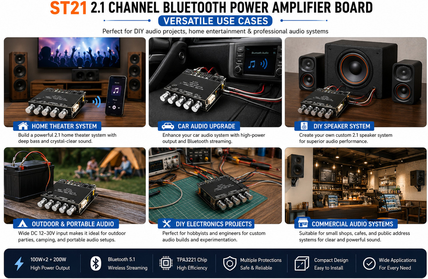 Image of Capacious Emporium CE-ZK-ST21-400W-2.1 400 W AV Power Amplifier