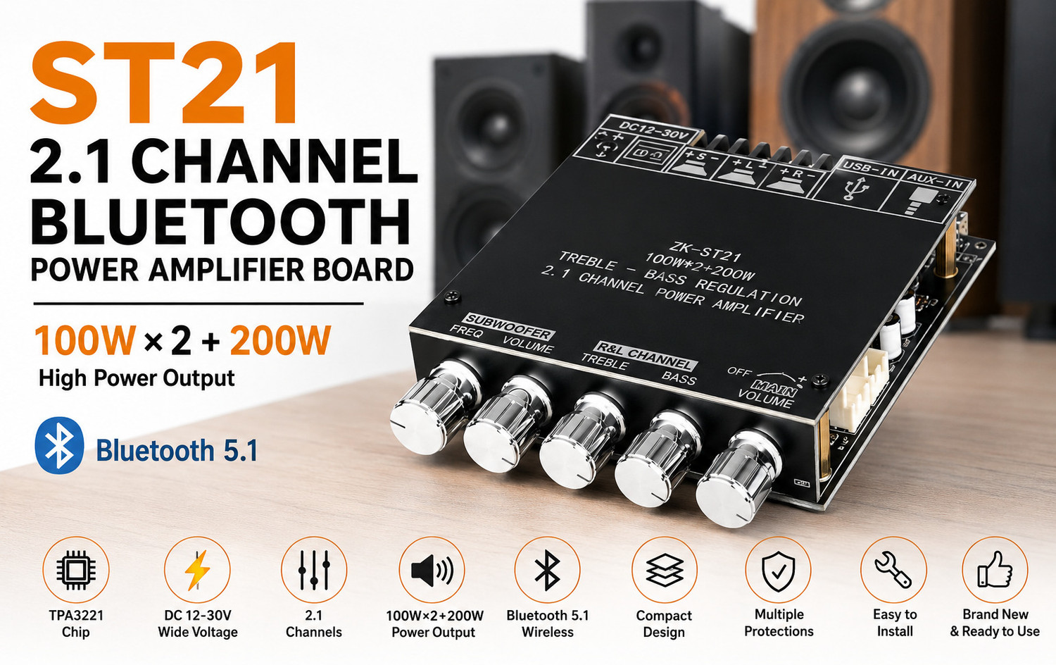 Image of Capacious Emporium CE-ZK-ST21-400W-2.1 400 W AV Power Amplifier