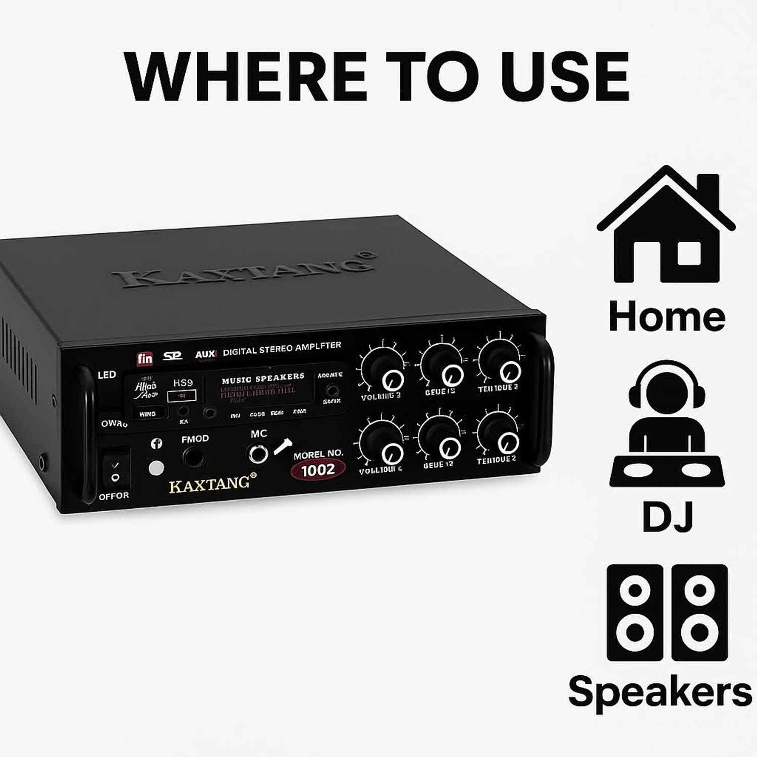 Image of KAXTANG DJ trick 1002BT Full Black Digital Stereo With BT / USB / SD-Card /FM /AUX 5000 W AV Power Amplifier