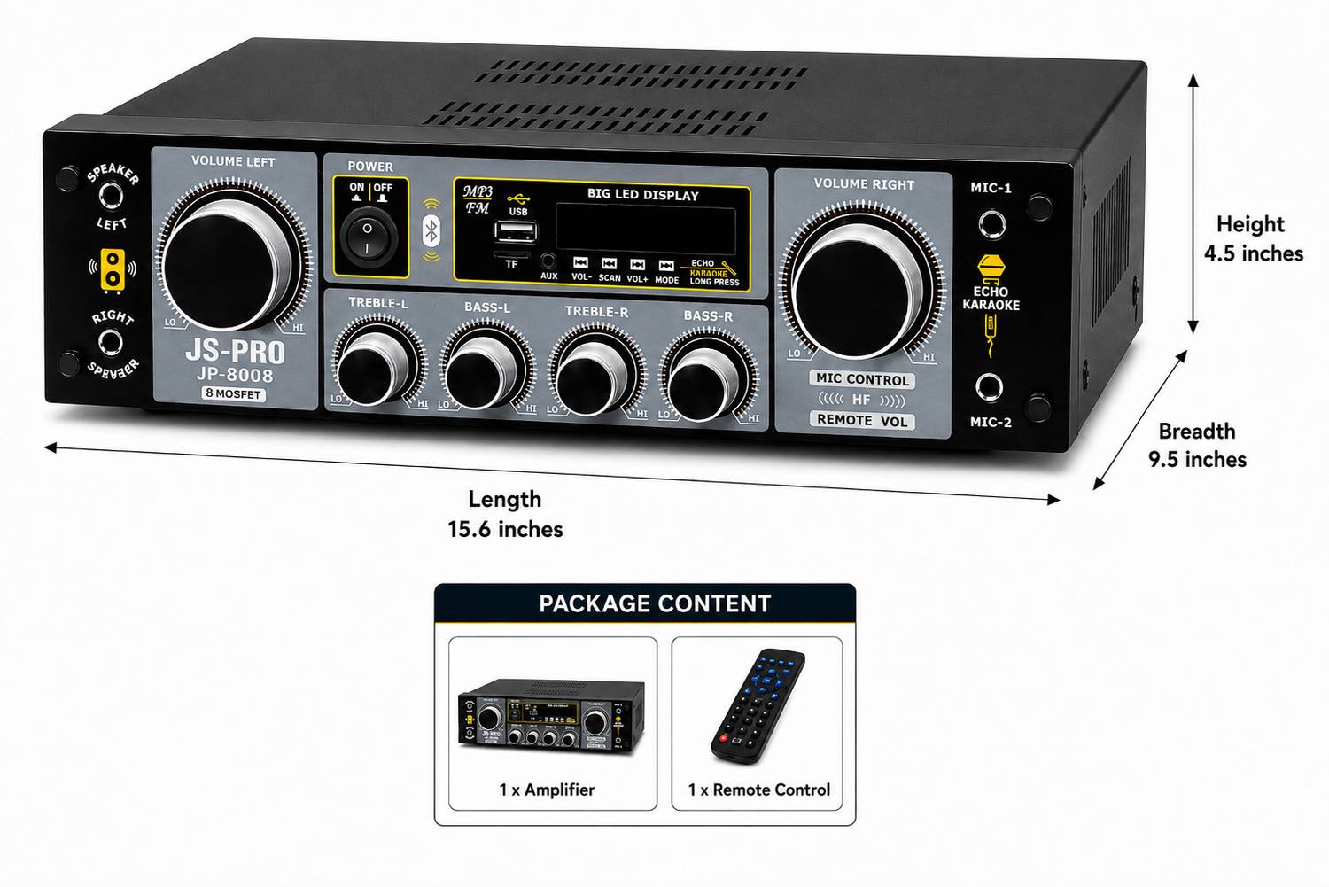 JS PRO JP 8008 200W AV Control Amplifier - Image 1