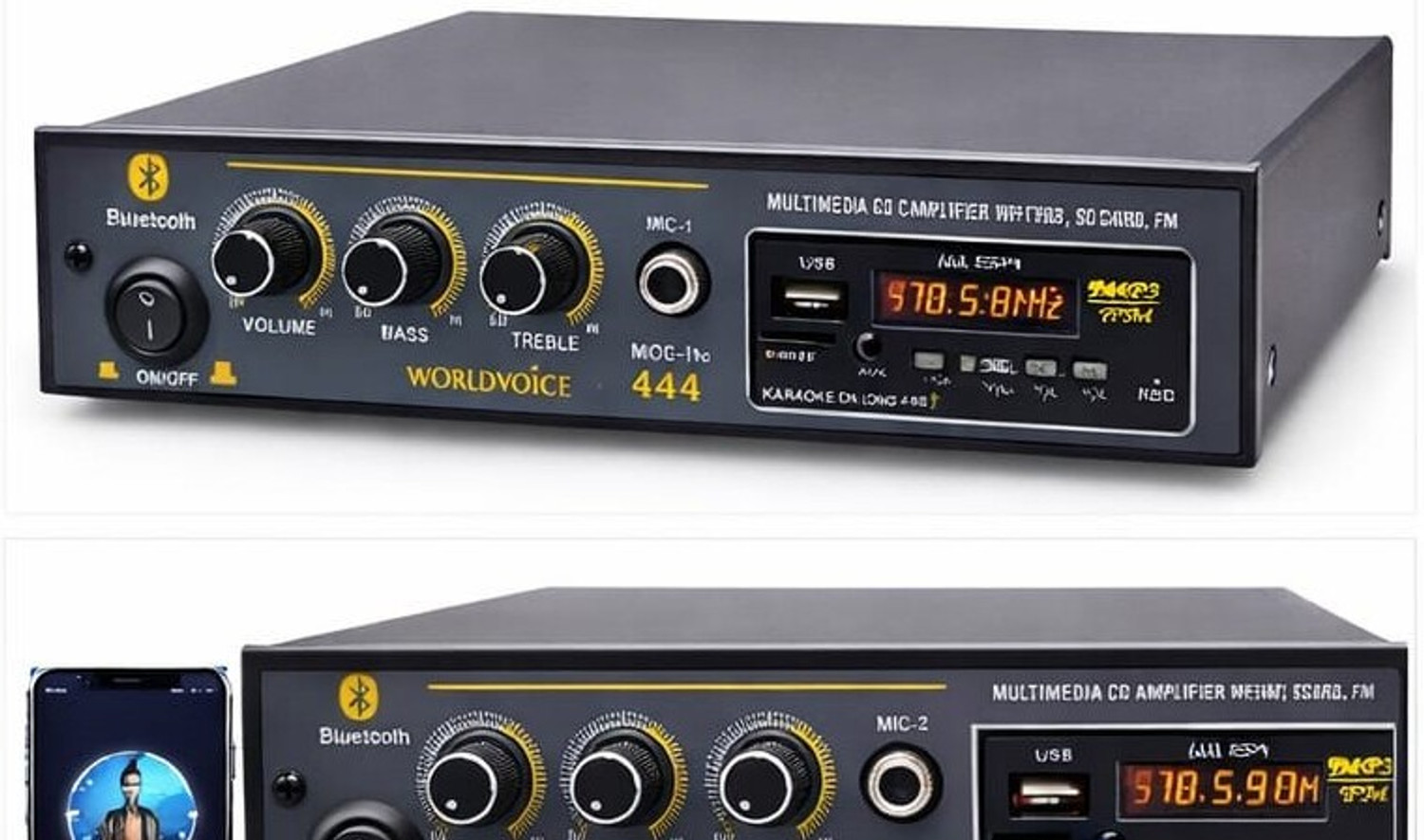 Image of world voice Gold Series 4440 Double IC BT Multimedia Home Amplifier BT /USB /FM /MP3 /SD-MMC /AUX 160 W AV Power Amplifier