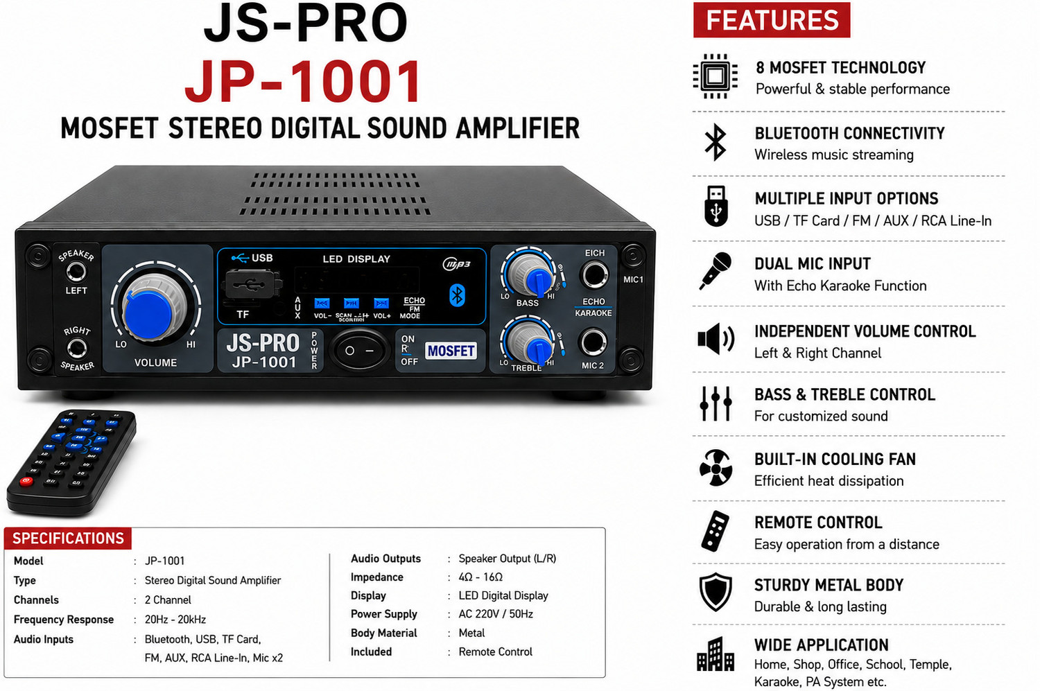 Image of JS PRO JP 1001 100 W AV Control Amplifier