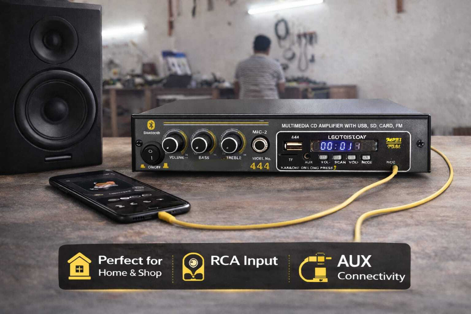 Image of world voice Gold Series 4440 Double IC BT Multimedia Home Amplifier BT /USB /FM /MP3 /SD-MMC /AUX 160 W AV Power Amplifier