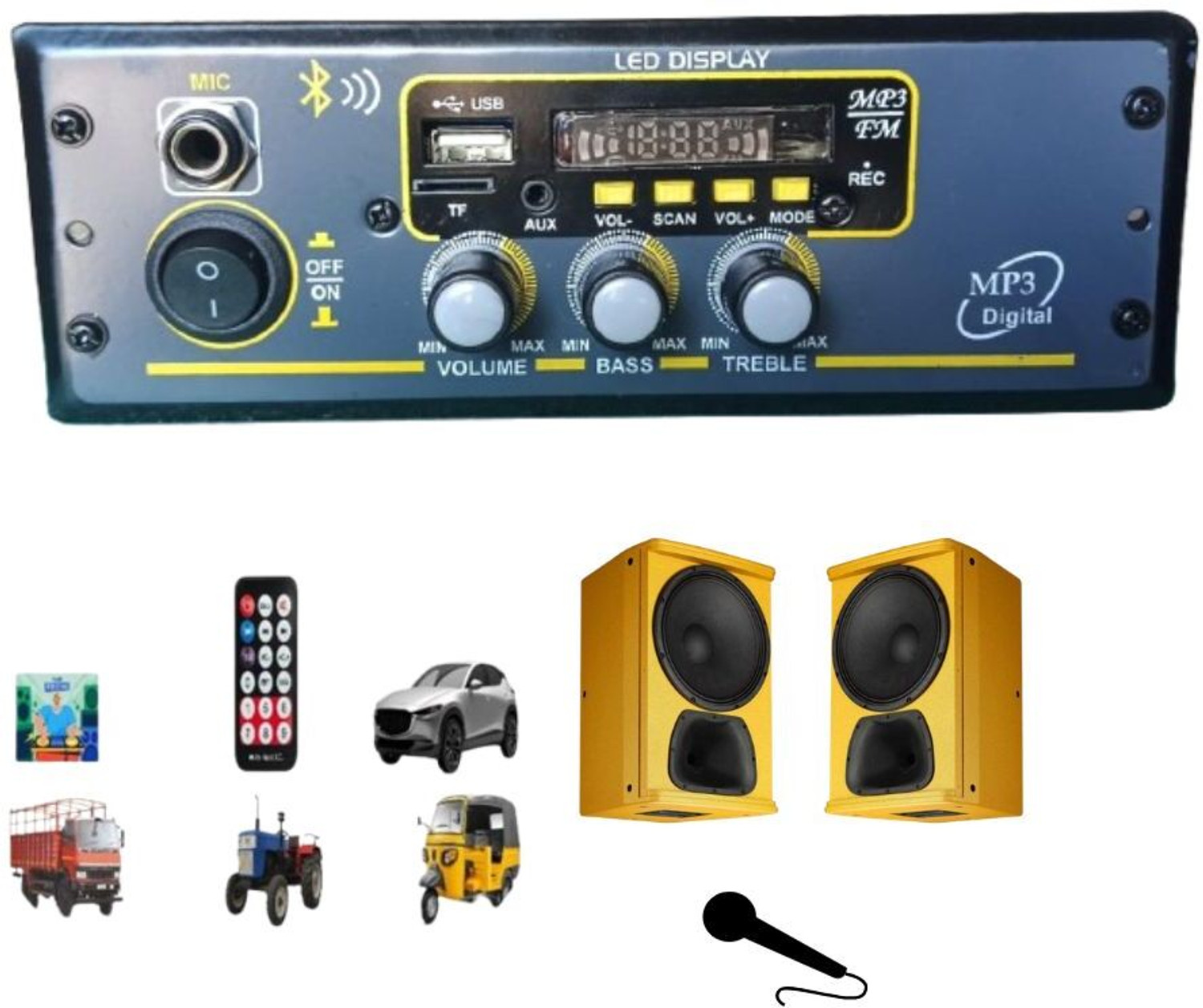 Image of RUVOXTUNE 2 Channel High Power Stereo Amplifier with 5 inch Sound Box /Tweeter, Bluetooth /FM 6000 W AV Control Amplifier